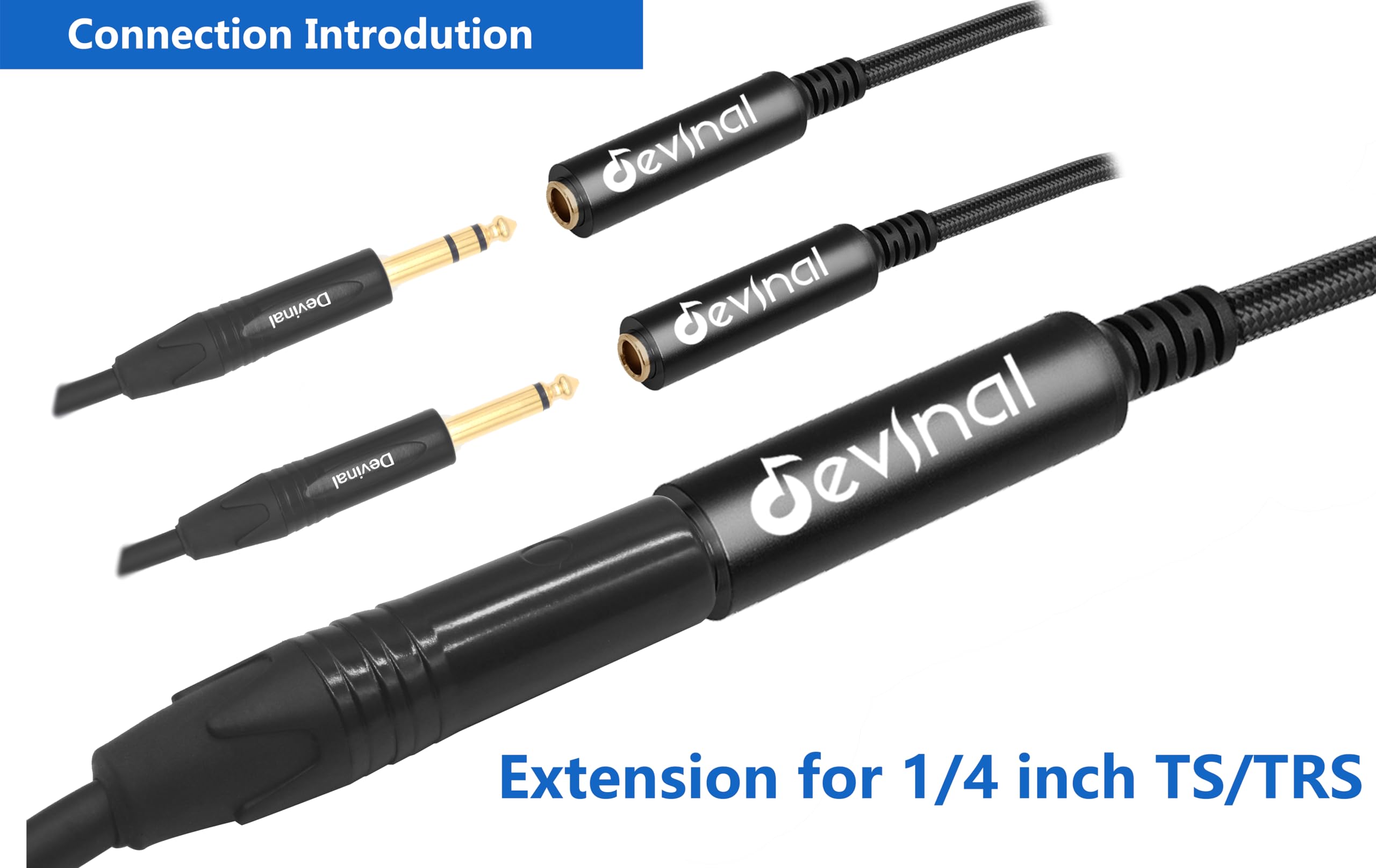 Devinal Xlr Female To 1/4 '' Female Cable, 3 Pin Xlr Female To 6.35Mm Socket Audio Cord, Xlr Jack To Ts/Trs Quarter Inch Adapter