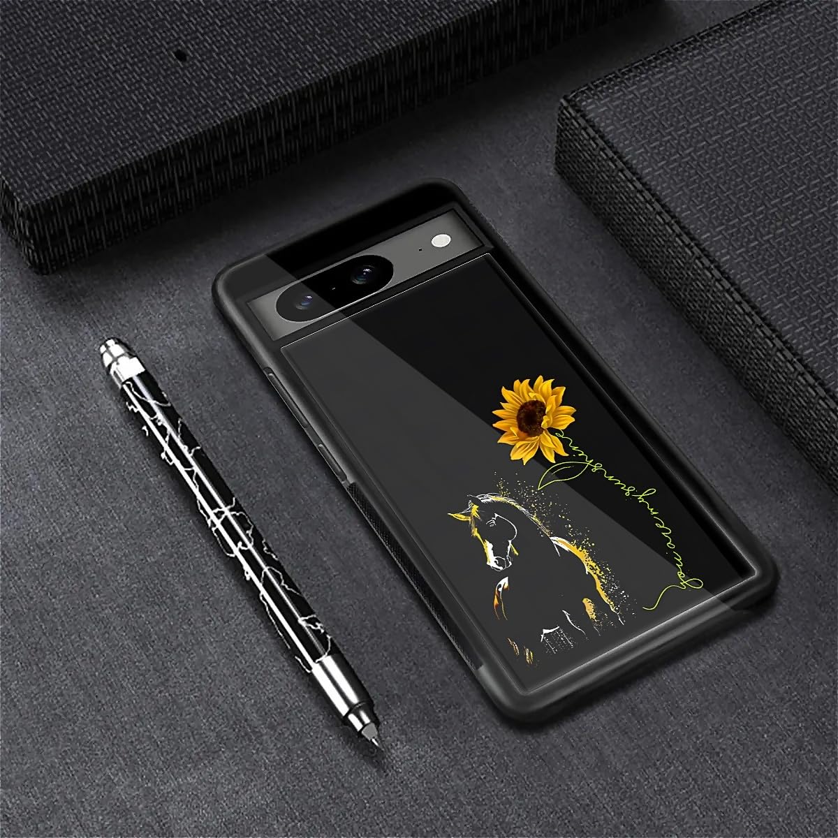 Fkbrcl4U For Google Pixel 8 Case, Horse Sunflower Yellow Sunshine Pattern Graphic Design Girl Boy Soft Silicone Hard Acrylic Sho