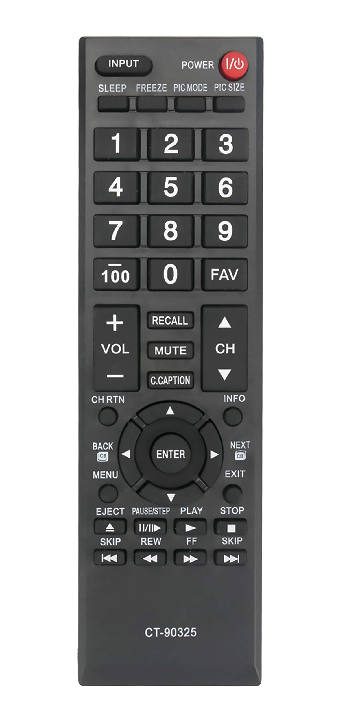 New CT-90325 Replaced Remote fit for Toshiba TV 50L5200U1 50M2U 55G310U 32L2400U 32L4200 24SL410UM 26C10 37E200U 19AV600U 19C1D 26C100 39L22U 39L2300U 40E200U 55SL412U