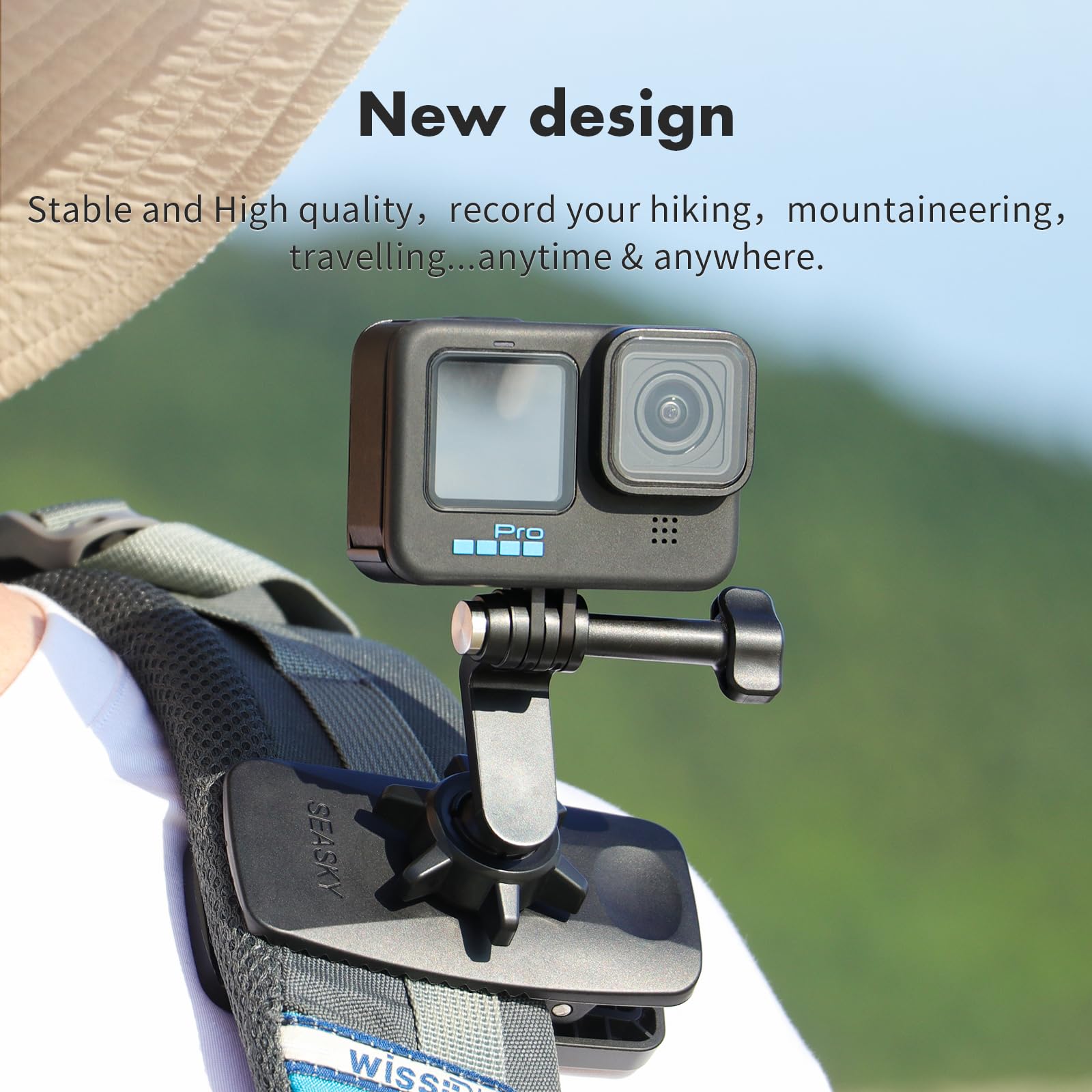 Seasky Vlog Backpack Strap Mount Clip Clamp Holder Magnetic Multi Function For Gopro Hero12/11/10/9 Dji Action 4/3/2 Insta360 X4