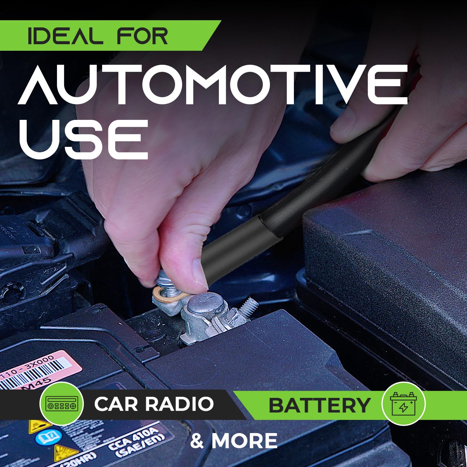 Gearit 8 Gauge Wire (50Ft   Black Translucent) Copper Clad Aluminum Cca   Primary Automotive Wire Power/Ground, Battery Cable, C