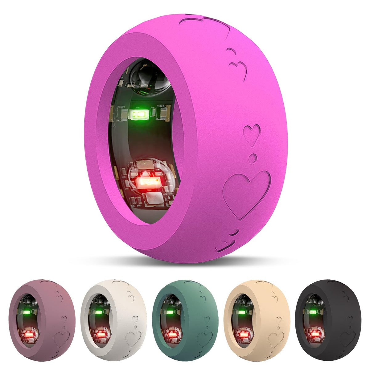 Sylacor Protector Compatible With Oura Ring Gen 3/Samsung Galaxy Ring, Elastic Silicone Ring Cover Protector With Cute Heart Eng