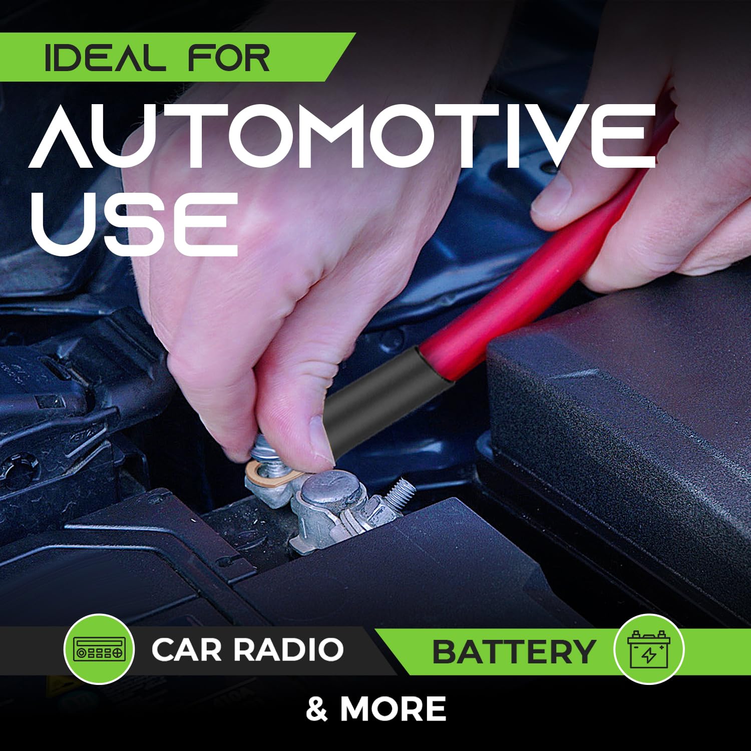 Gearit 8 Gauge Wire Oxygen Free Copper Ofc (25Ft Each  Black/Red Translucent) 8 Awg   Primary Automotive Wire Power/Ground, Batt