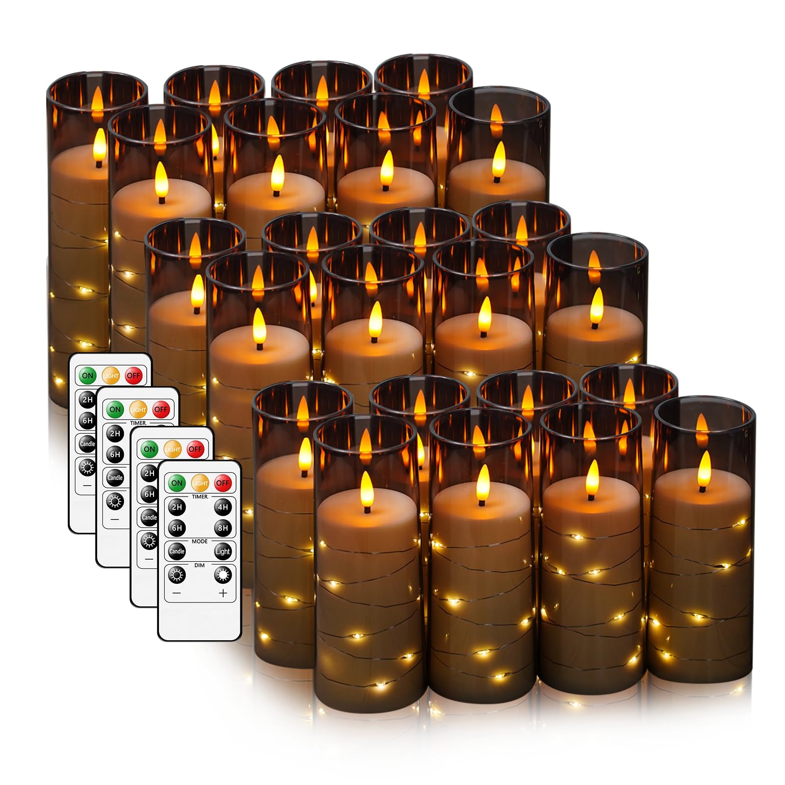 Flameless Led Candles With Timer 24 Pc Flickering Flameless Candles For Romantic Ambiance And Home Decoration Stable Acrylic She