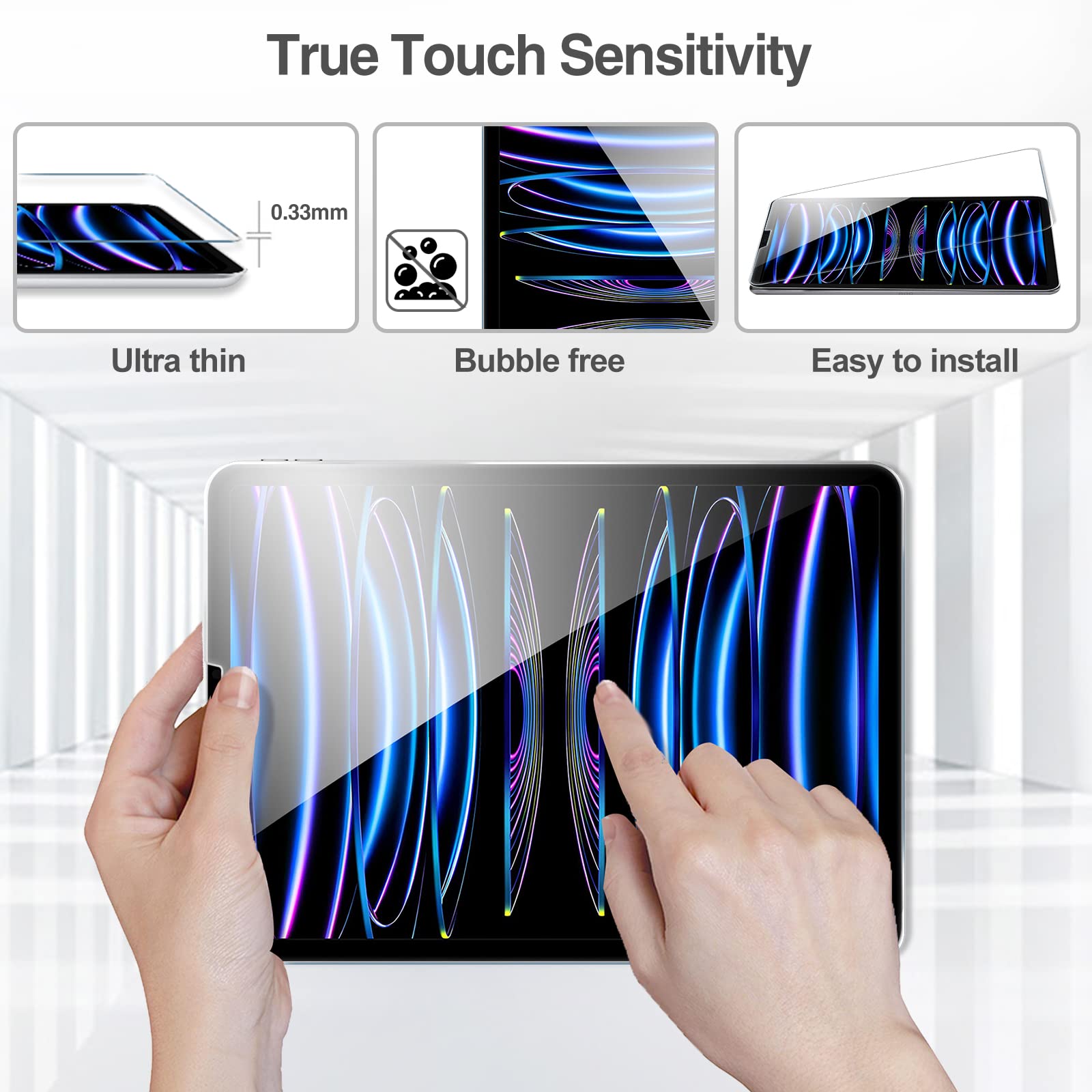 Procase 2+2 Pack Screen Protector For Ipad Pro 11 Inch 4Th 3Rd 2Nd 2022 2021 2020 With Camera Lens Protector, Tempered Glass Film For Ipad Pro 11'