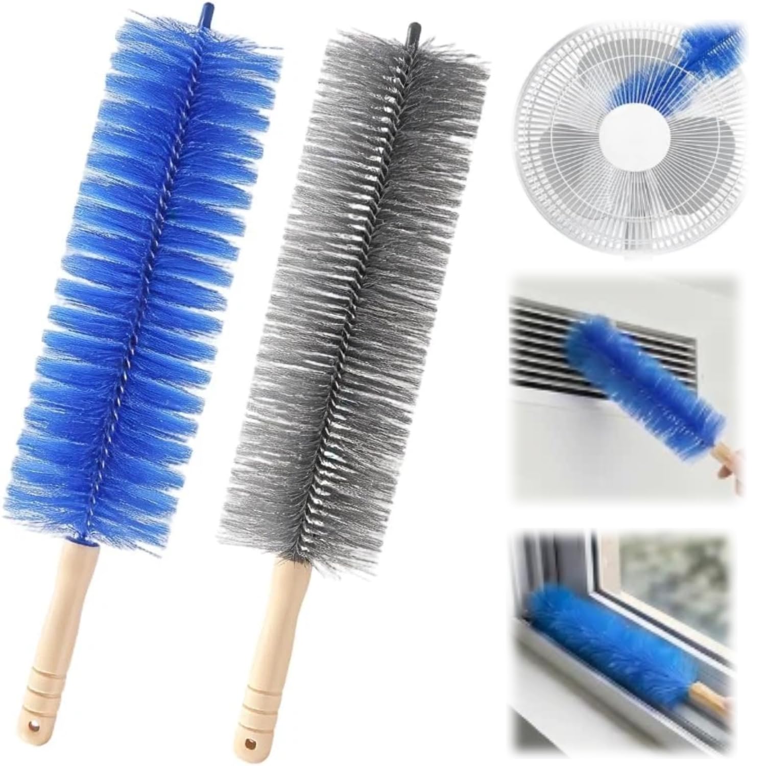 Fan Cleaning Brush with Bendable Microfiber Head, Reusable Dusting Brush for Fan Blades, Window Blinds, Air Conditioner Vents, C