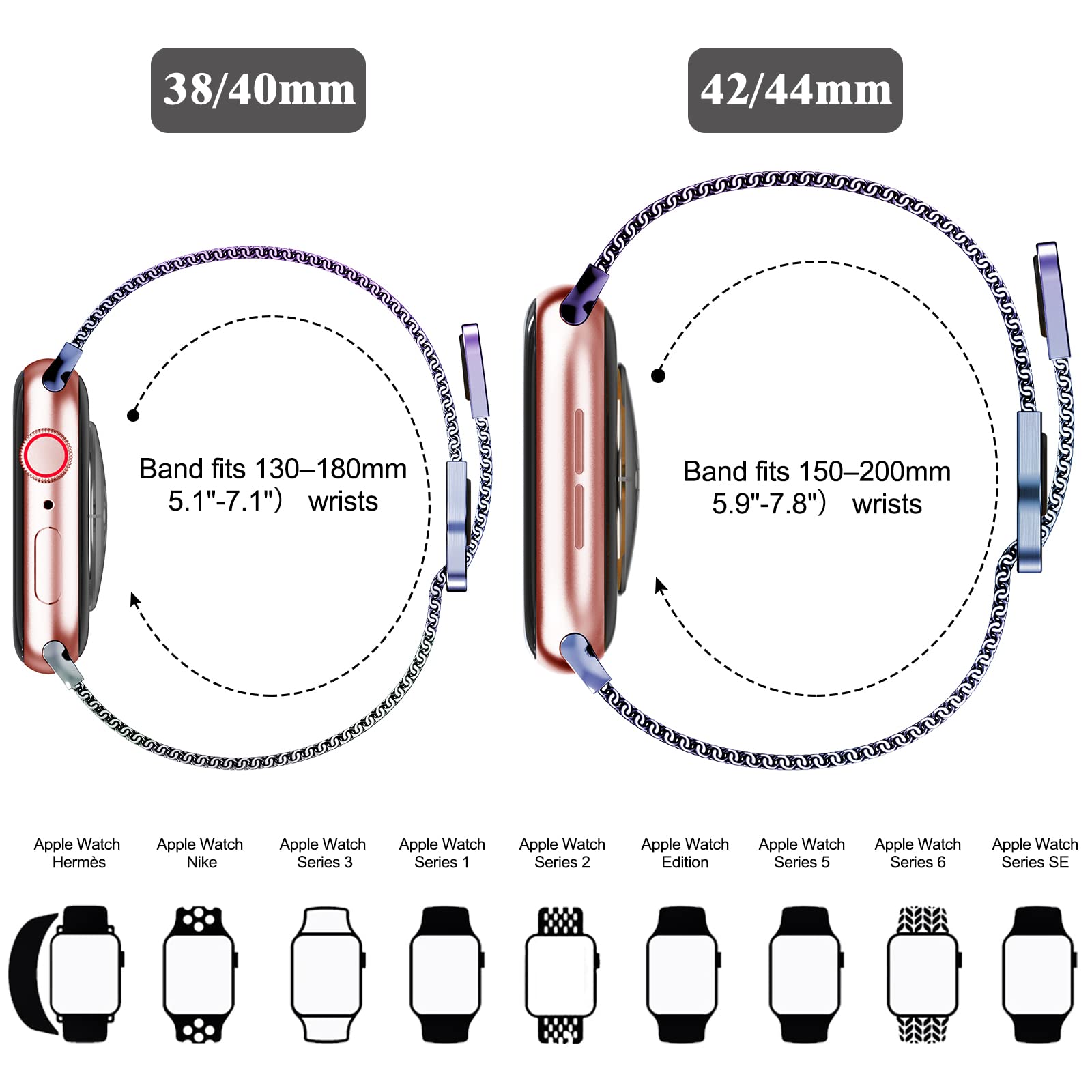 Geoumy Metal Magnetic Bands Compatible For Apple Watch Band 41Mm With Case, Stainless Steel Milanese Mesh Loop Replacement Strap