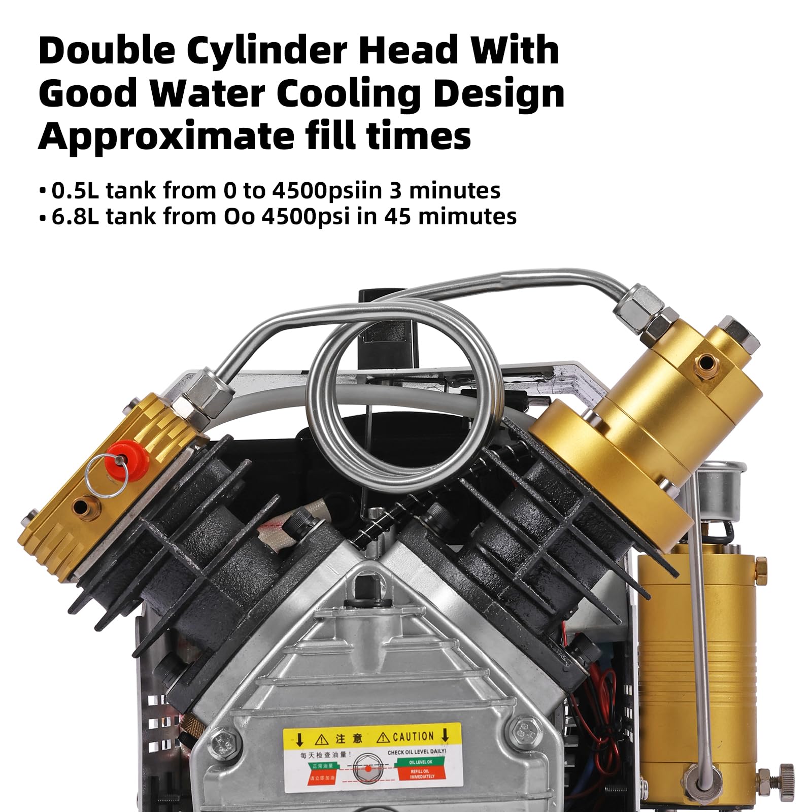 Vdapavin Pcp Air Compressor, Double Cylinder 4500 Psi Air Compressor 220V, Scuba Compressor, High Pressure Air Compressor, Pcp A