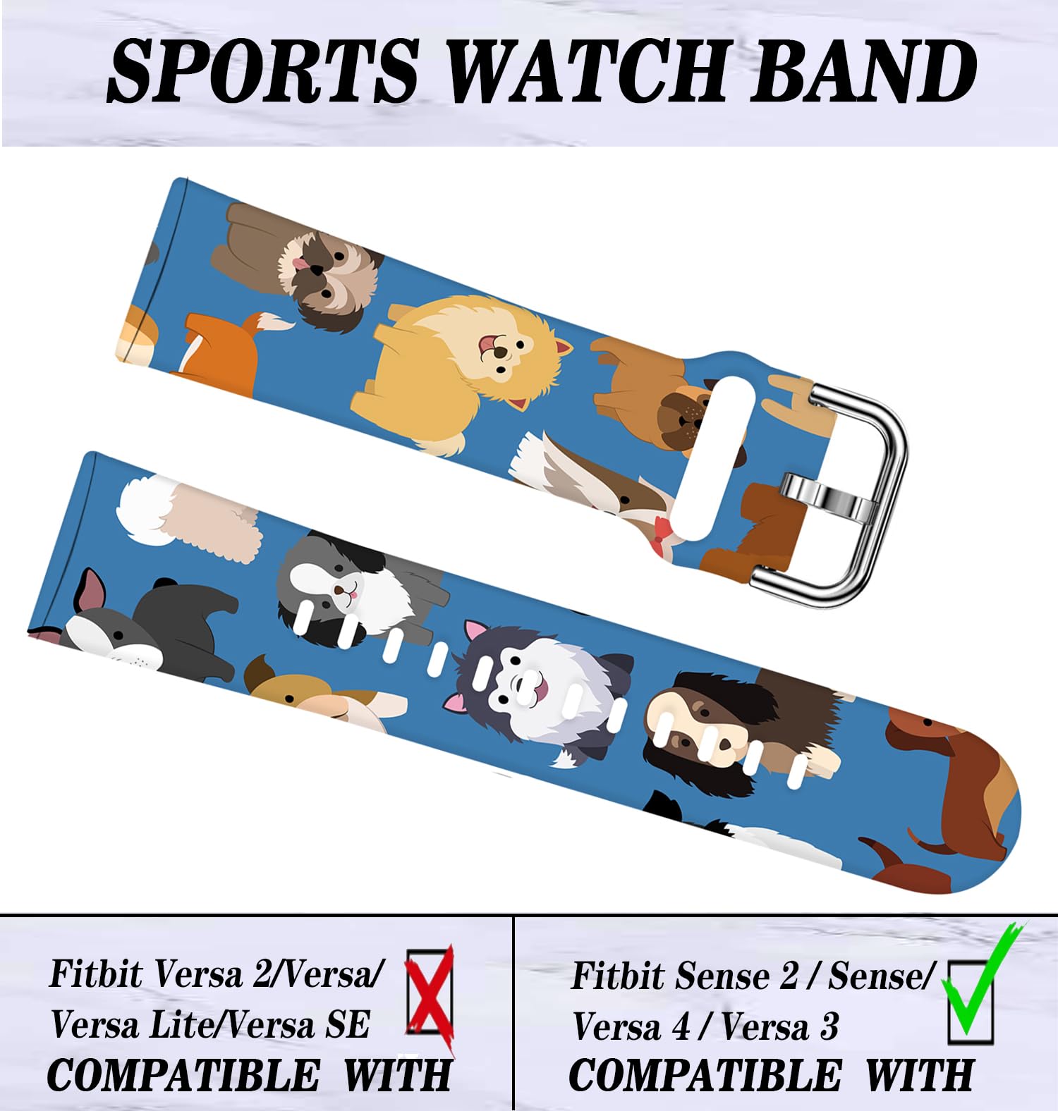 Lnzlking Sport Band For Versa 4/Versa 3/Sense 2 Smart Watch, Elastic Replacement Wristbands (Cute Dog Puppy)