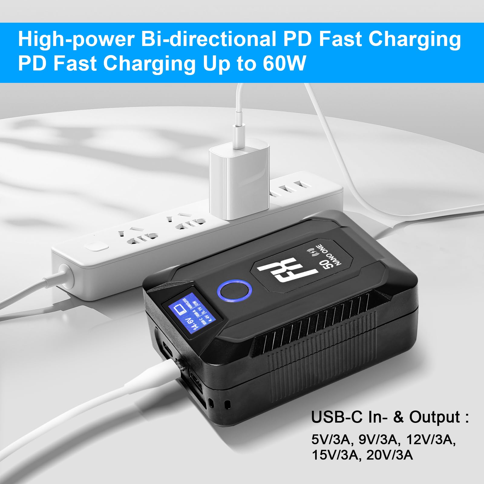 Fxlion Nano One Upgraded V Mount Battery,50Wh 14.8V 3400Mah V Lock Battery Built In Wireless Charger,With D Tap,Usb A,Usb C Port