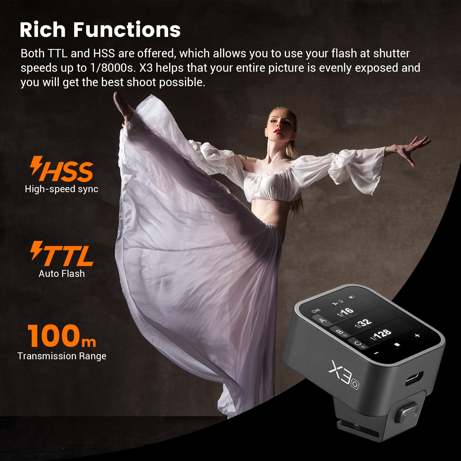 Godox X3O X3 O Ttl Wireless Flash Trigger For Olympus Panasonic Camera, 2.4G Wireless Touchscreen Flash Transmitter, Support Ttl