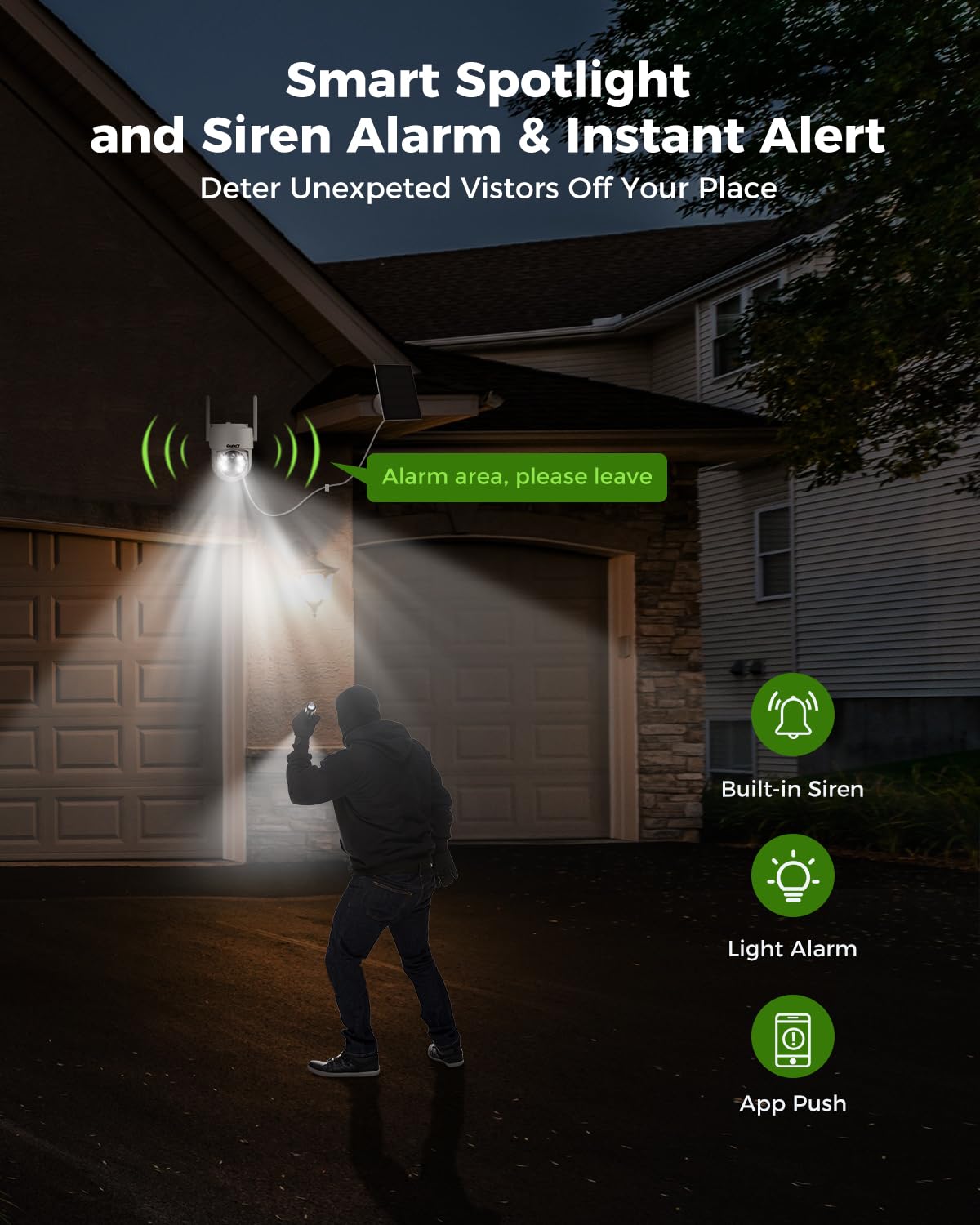 Gaiexce Wireless Solar Camera System Outdoor, 2Pcs 4Mp Home Battery Camera With 500Gb Hdd, ?No Monthly Fee?, Pan Tilt 360 View,