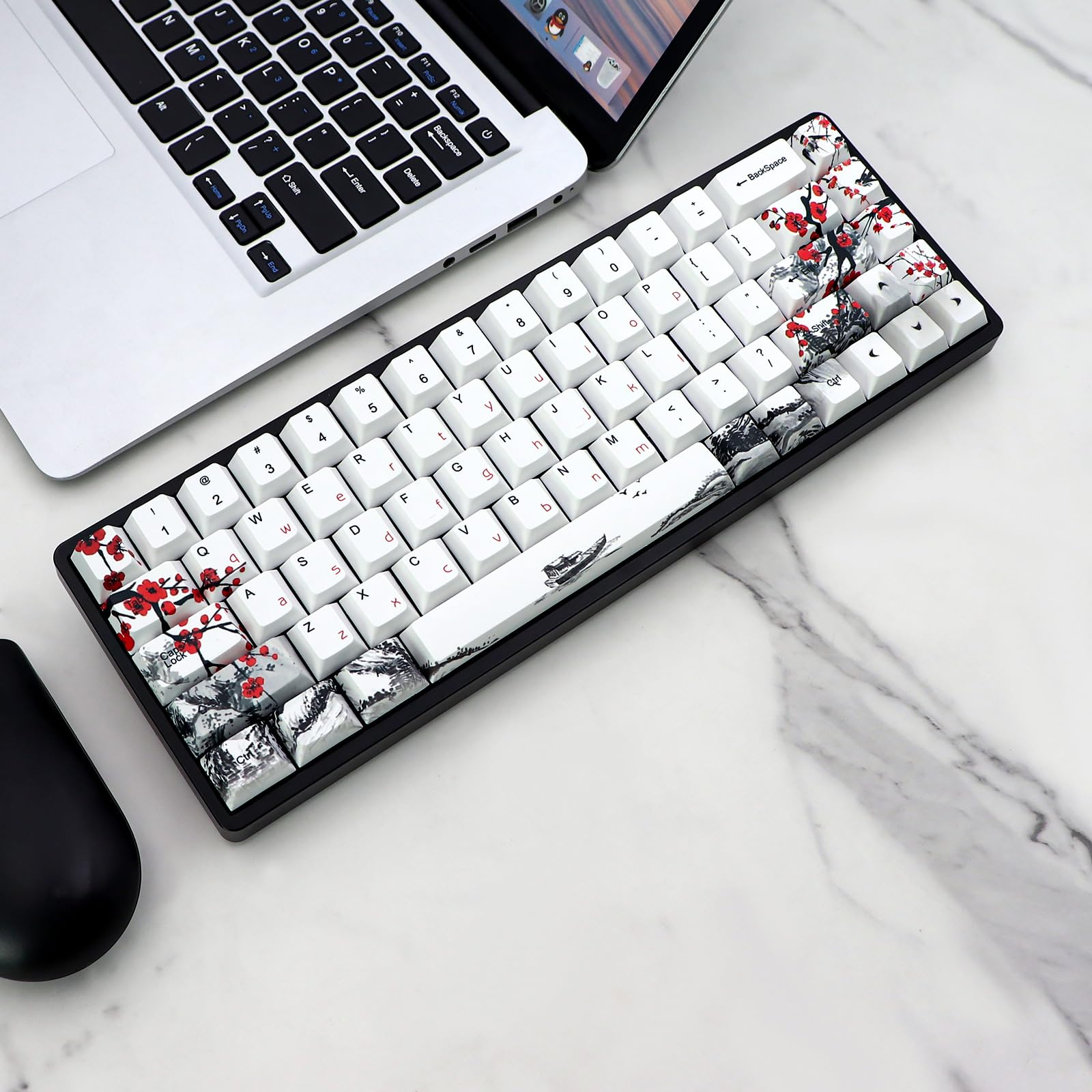 Jsjt Plum Blossom Keycaps 135 Keys Pbt Dye Sublimation Key Caps Cherry Profile Custom Keycaps With Keycap Puller For Cherry Gate