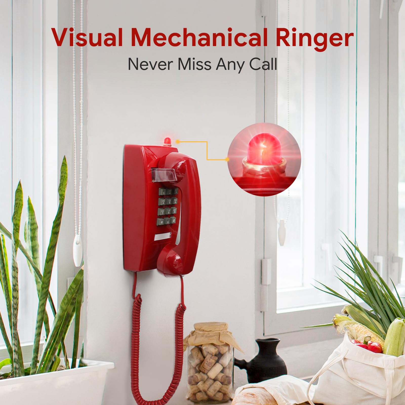 Retro Wall Phones For Landline With Mechanical Ringing Classic Corded Telephone Wall Mounted With Indicator Waterproof Old Style