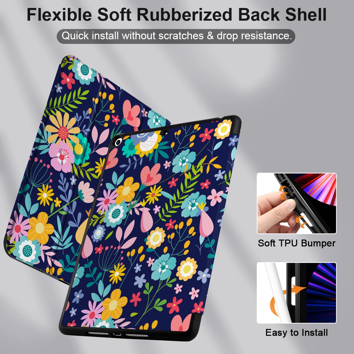 Dongke Case Compatible With Ipad 10.2 Inch 2021 2020 2019 Ipad 9Th/8Th/7Th Generation With Pencil Holder, Slim Stand Protective