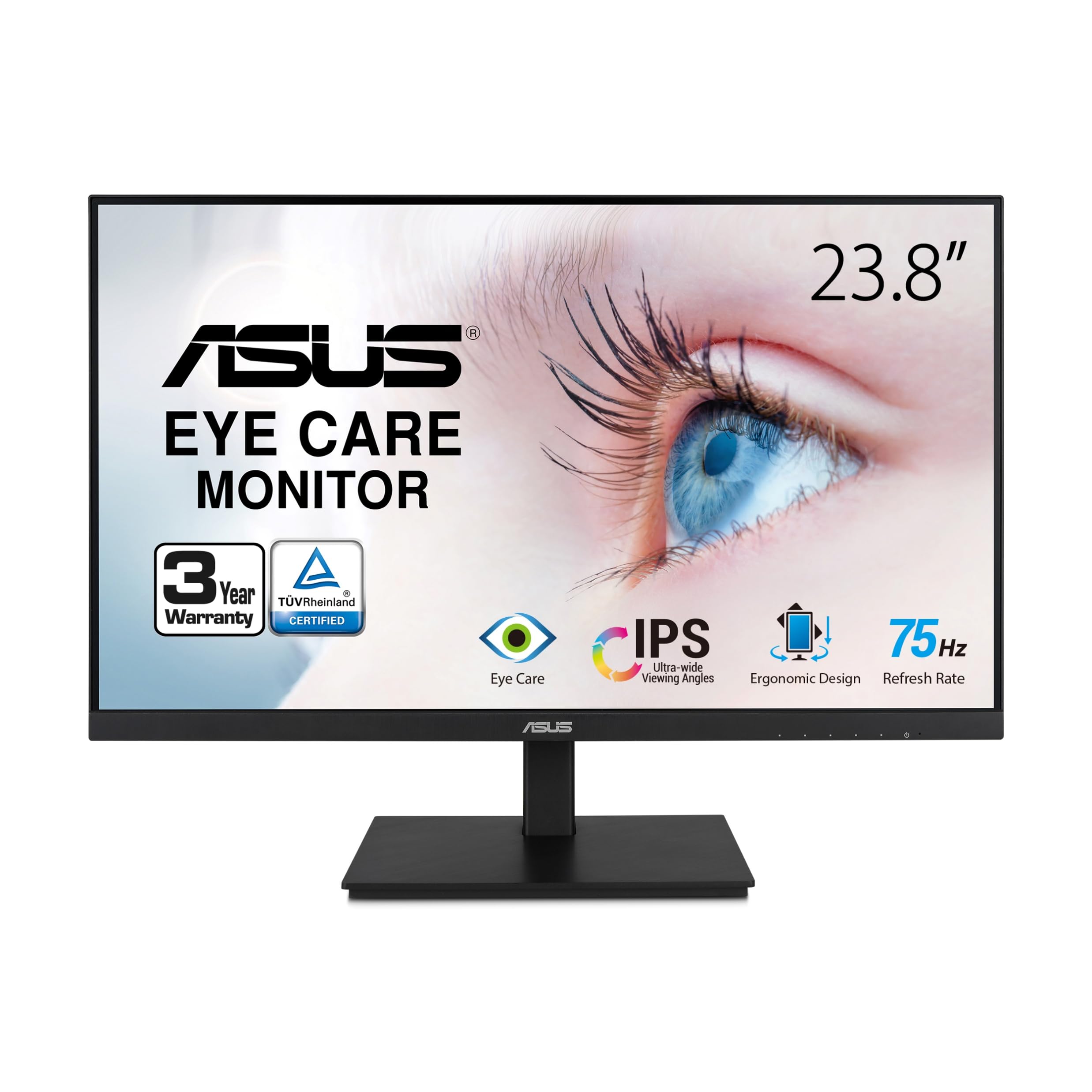 Asus 238A 1080P Monitor (Va24Dqsb)   Full Hd, Ips, 75Hz, Speakers, Adaptive Sync, Low Blue Light, Flicker Free, Vesa Mountable,