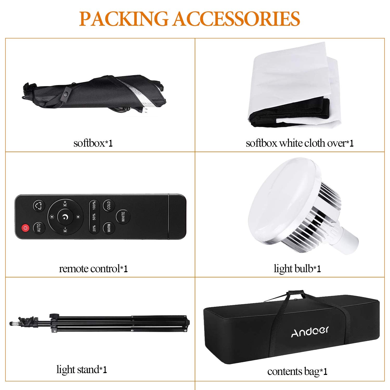 Andoer Softbox Photography Lighting Kit Studio Light, Bi Color Dimmable 85W Soft Box Studio Output Lighting, With 3 Color Temper