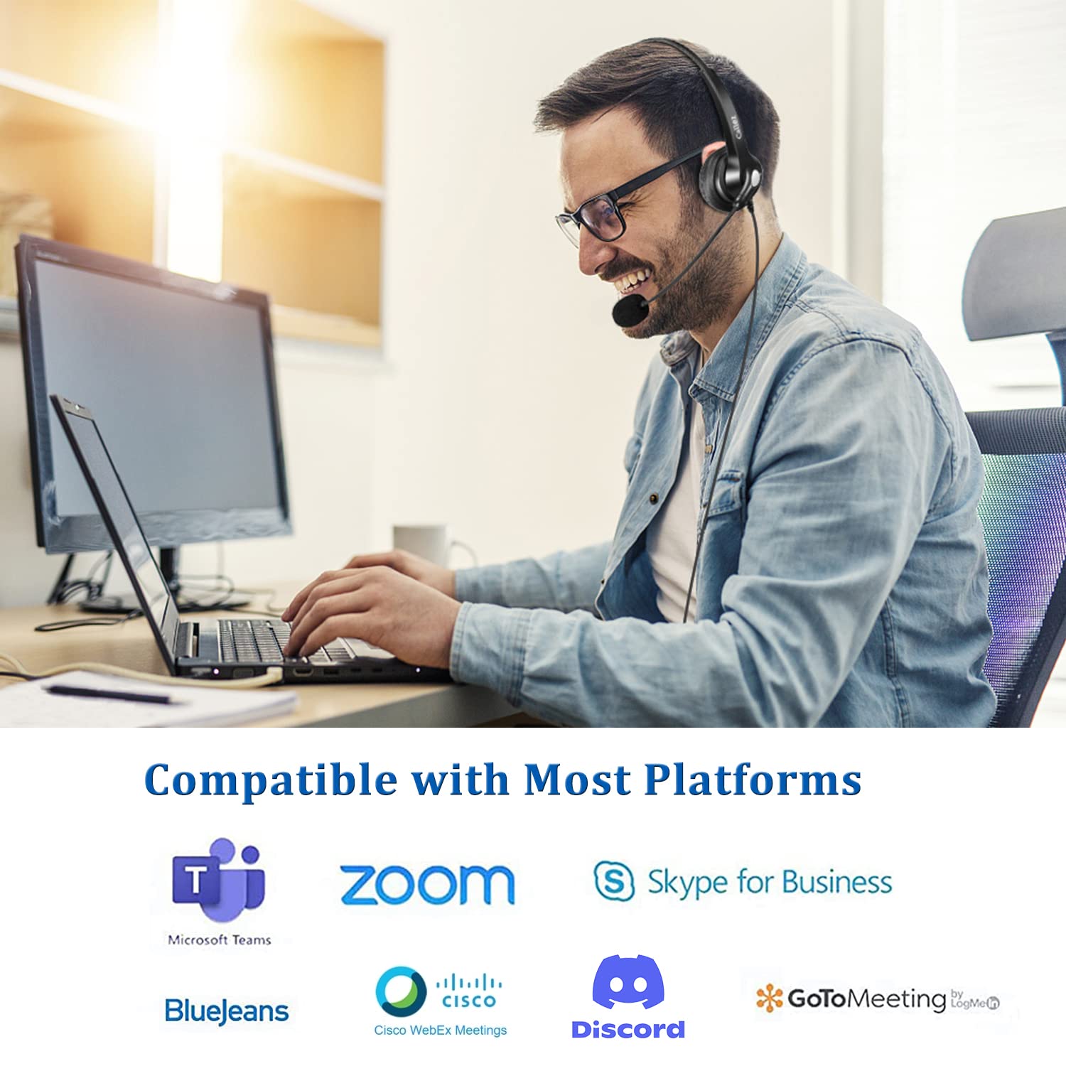 Usb Headset With Microphone For Pc, Computer Headset With Microphone Noise Cancelling & Mute For Mac Laptop, Wired Usb Headphones For Call Center Office Classroom Skype Zoom