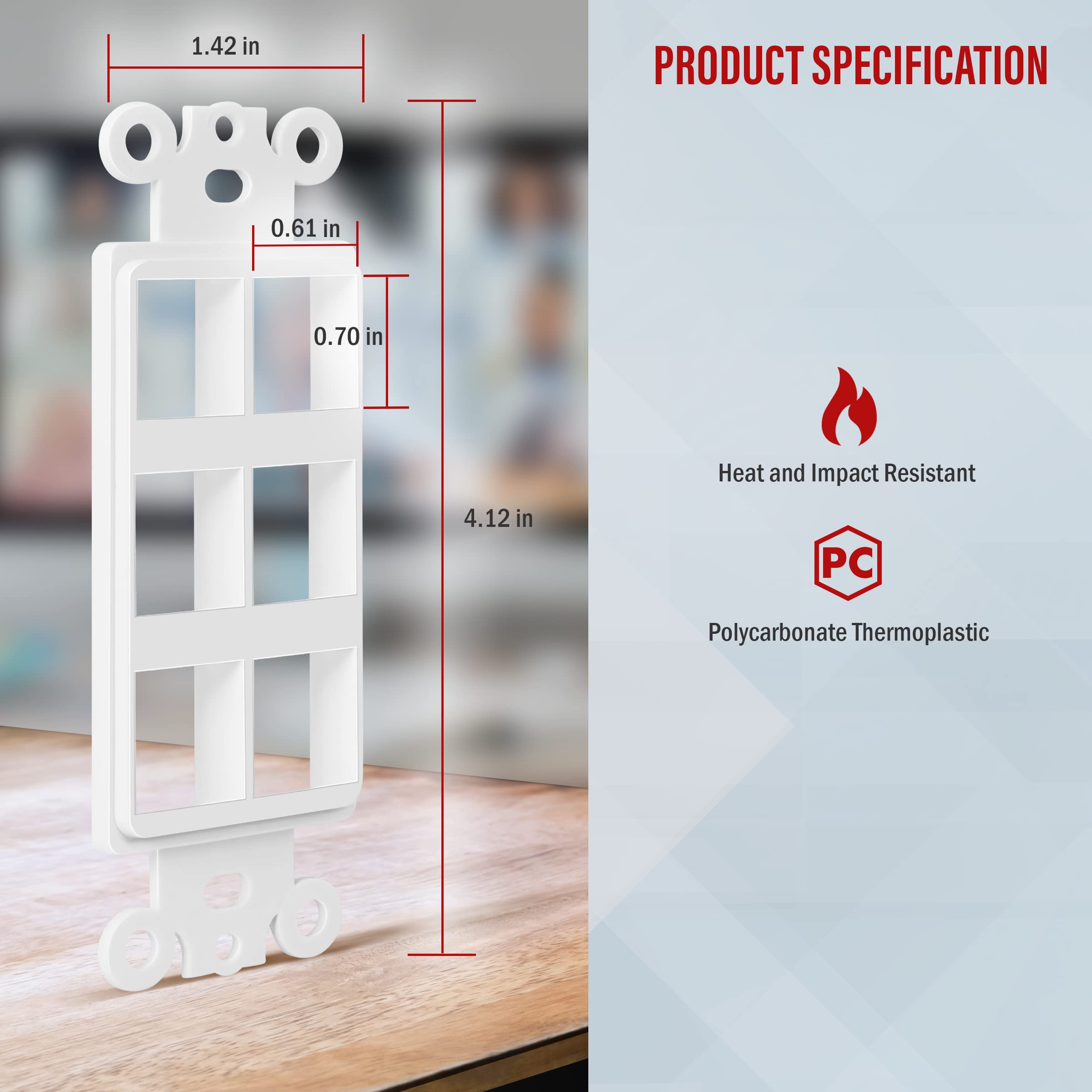 Enerlites 6 Port Keystone Rj45 Wall Plate Adapter, Multimedia Insert For Decorator Wall Plate, Cat7 Cat6 Cat5 Compatible, For Vo