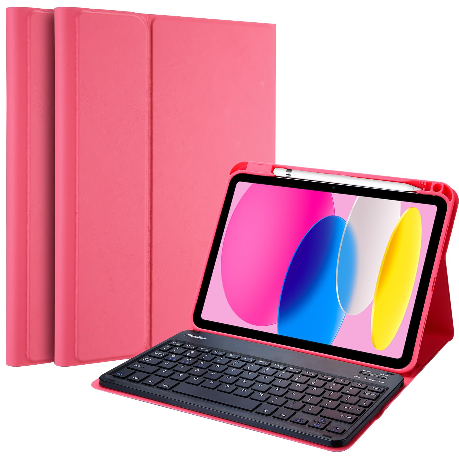 Procase Case With Keyboard For Ipad 10Th Generation 10.9 Inch 2022, Pu Leather Case With Magnetically Detachable Wireless Keyboa