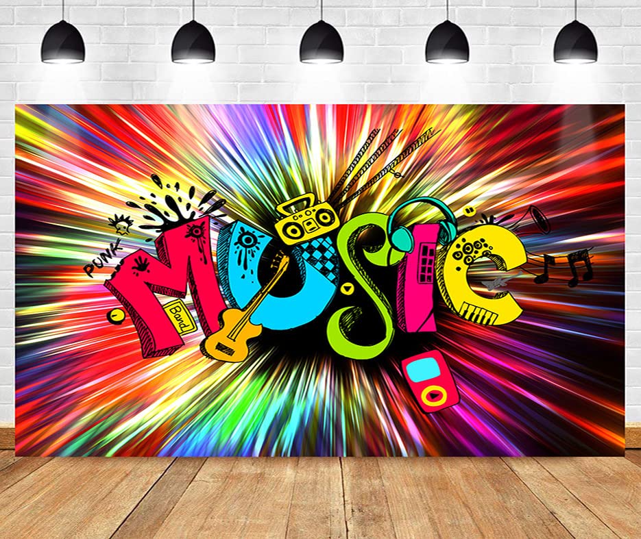 Colorful Music Party Backdrop Guitar Speaker Photo Background Meetsioy Hip Hop Disco Studio Prop Banner Birthday Party Supplies