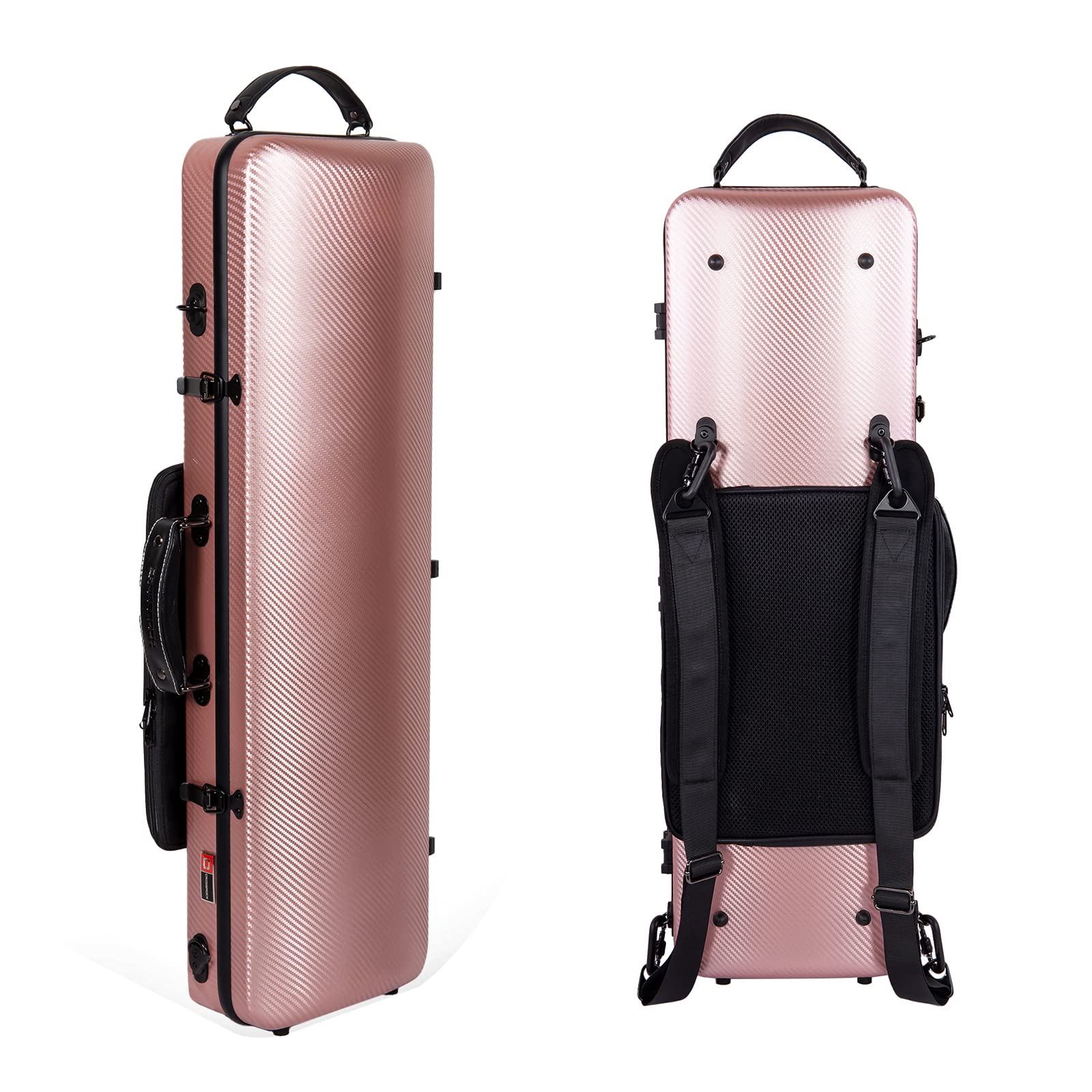 Crossrock Poly Carbon Case Fits 4/4 Violins, Anti-Scratch Oblong Flight Case In Rose Gold(Crf4020Ovrg)