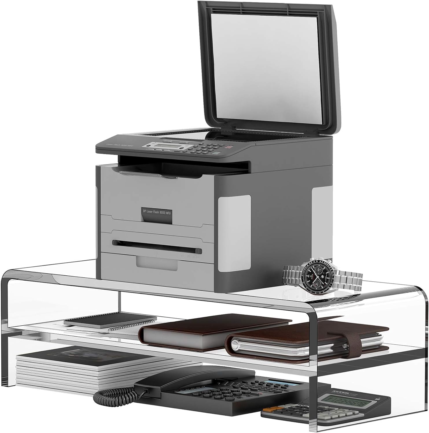 Egchi Acrylic Monitor Stand, 2 Tiers Computer Monitor Riser(20X8X5.5 Inch), Monitor Riser/Computer Stand For Home,Office,Busines