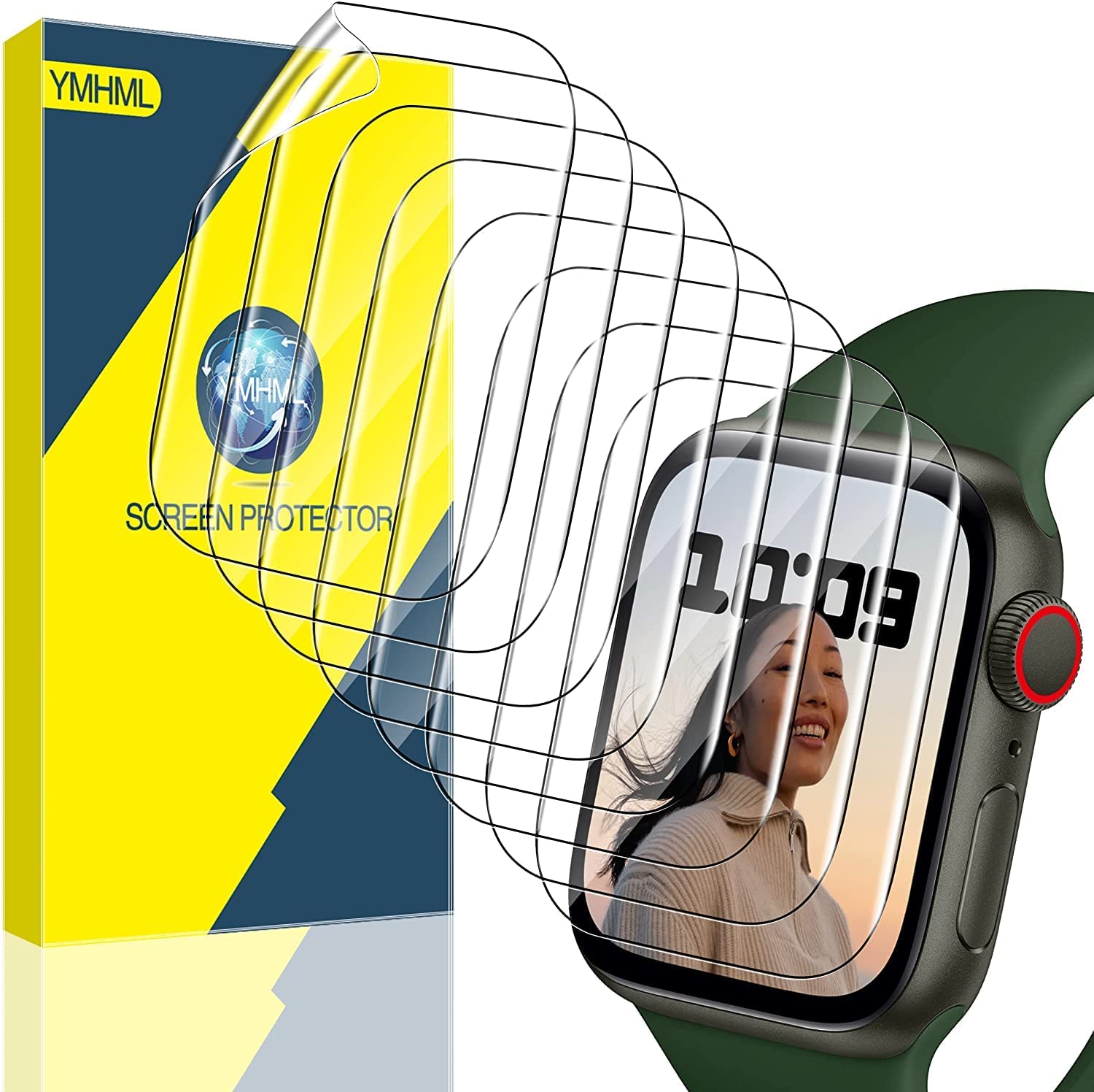 YMHML [ 8 Pack Screen Protector Compatible for Apple Watch 40mm SE Series 6 Series 5 Series 4, [Upgrade Flexible Film] Soft HD C