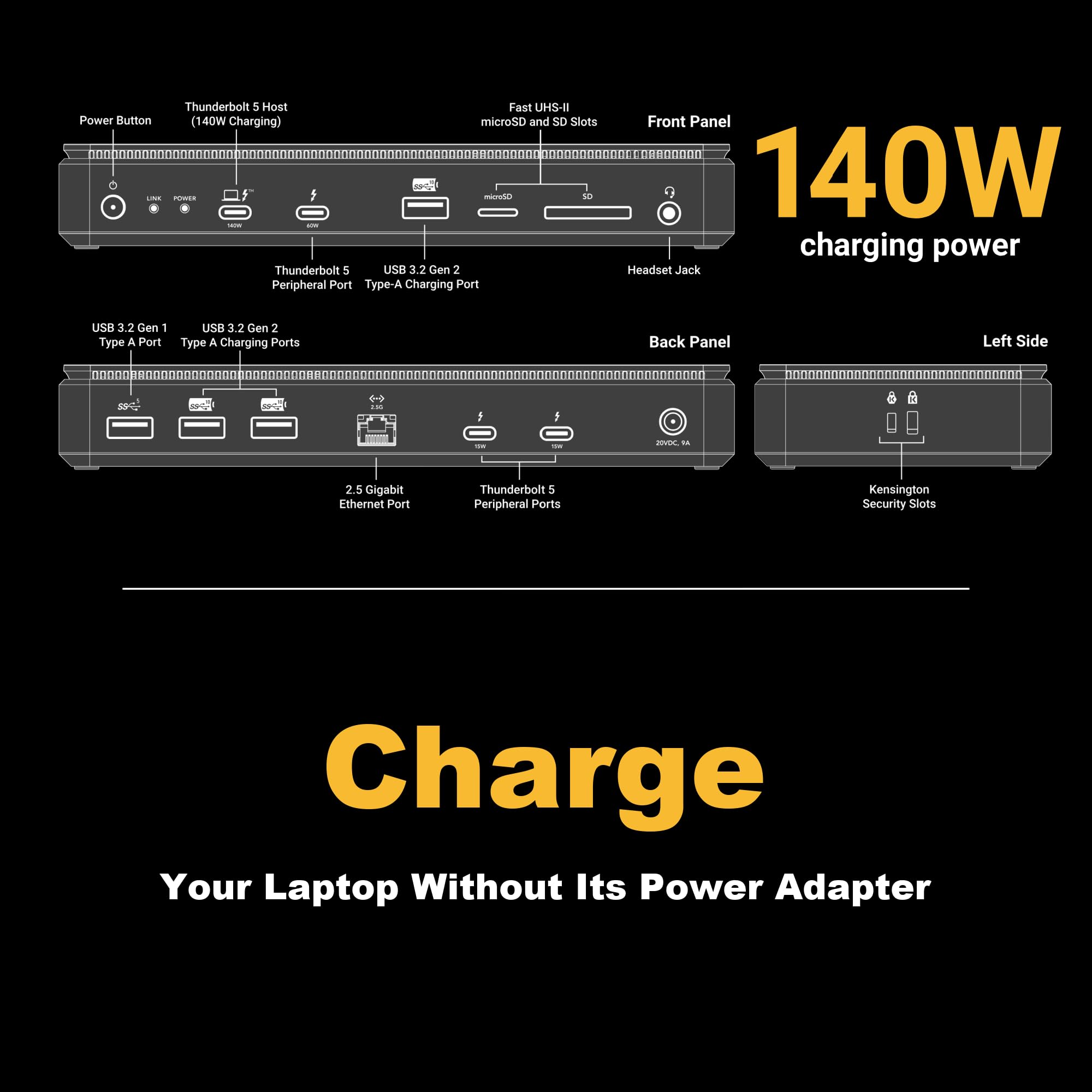 Sonnet Echo 13 Thunderbolt 5 Ssd Dock - Integrated 6000Mb/S Nvme Storage, 4 Thunderbolt 5 Ports, 2.5Gb Ethernet, 8K Display - Ma