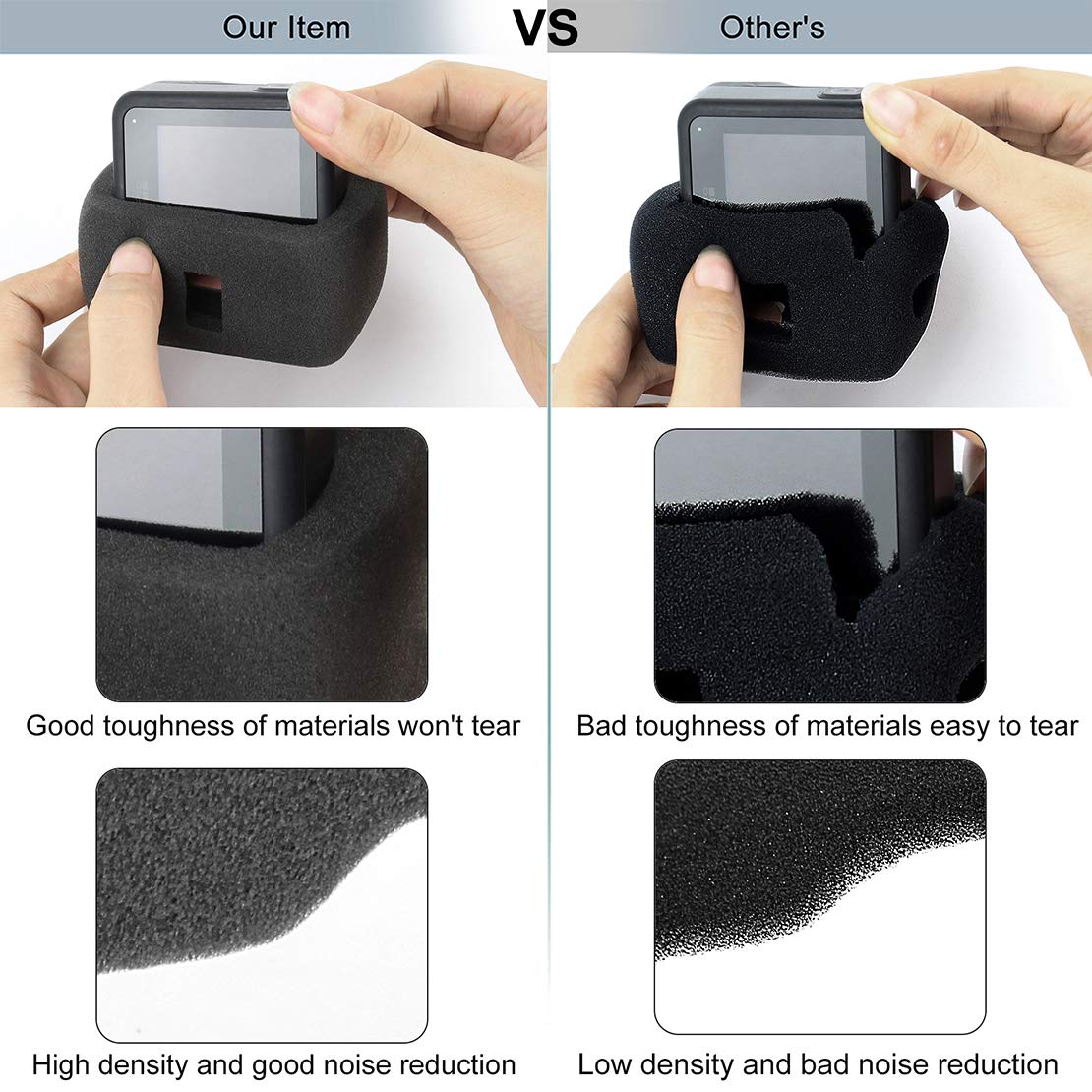 Gepuly 2 Pack Windslayer Cover Housing Frame Case For Gopro Hero 8 Black, Reduces Wind Noise For Optimal Audio Recording