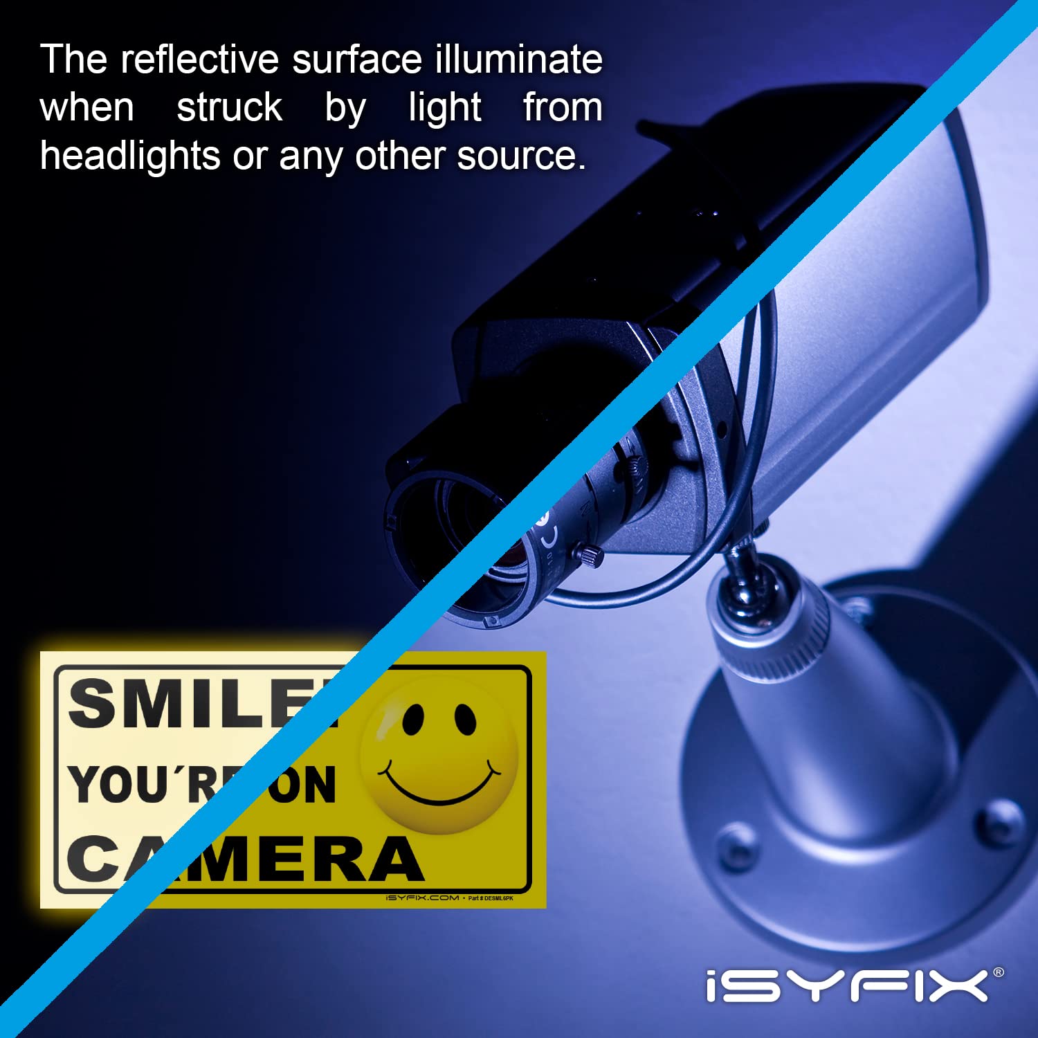 Isyfix Smile You'Re On Camera Reflective Stickers For Home   6 Pack 4X2 Inch   Uv, Weather, Scratch, Fade Resistance, Security C
