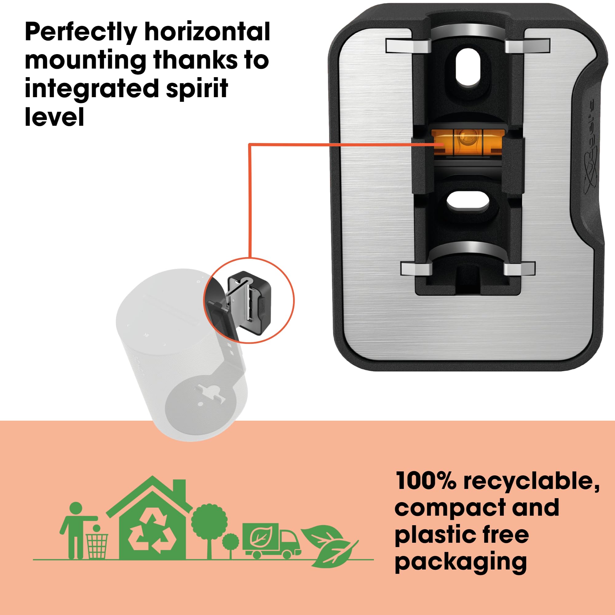 Vogel'S Swm 4111 Speaker Wall Bracket For Sonos Era 100, Max. 11 Lbs (5 Kg), Tiltable  30/+30, Swivels Up To 70 (Left/Right), Bl