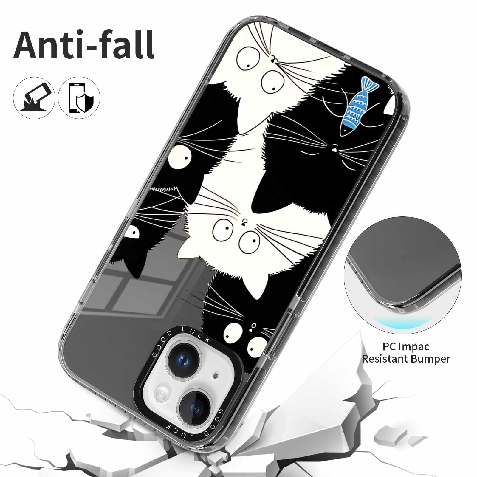 Rumdey 2 Pack Clear Phone Case For Iphone 14 Plus 6.7 Inch, Cute Black Cat Aesthetic Pattern Design Protective Soft Slim Shockpr