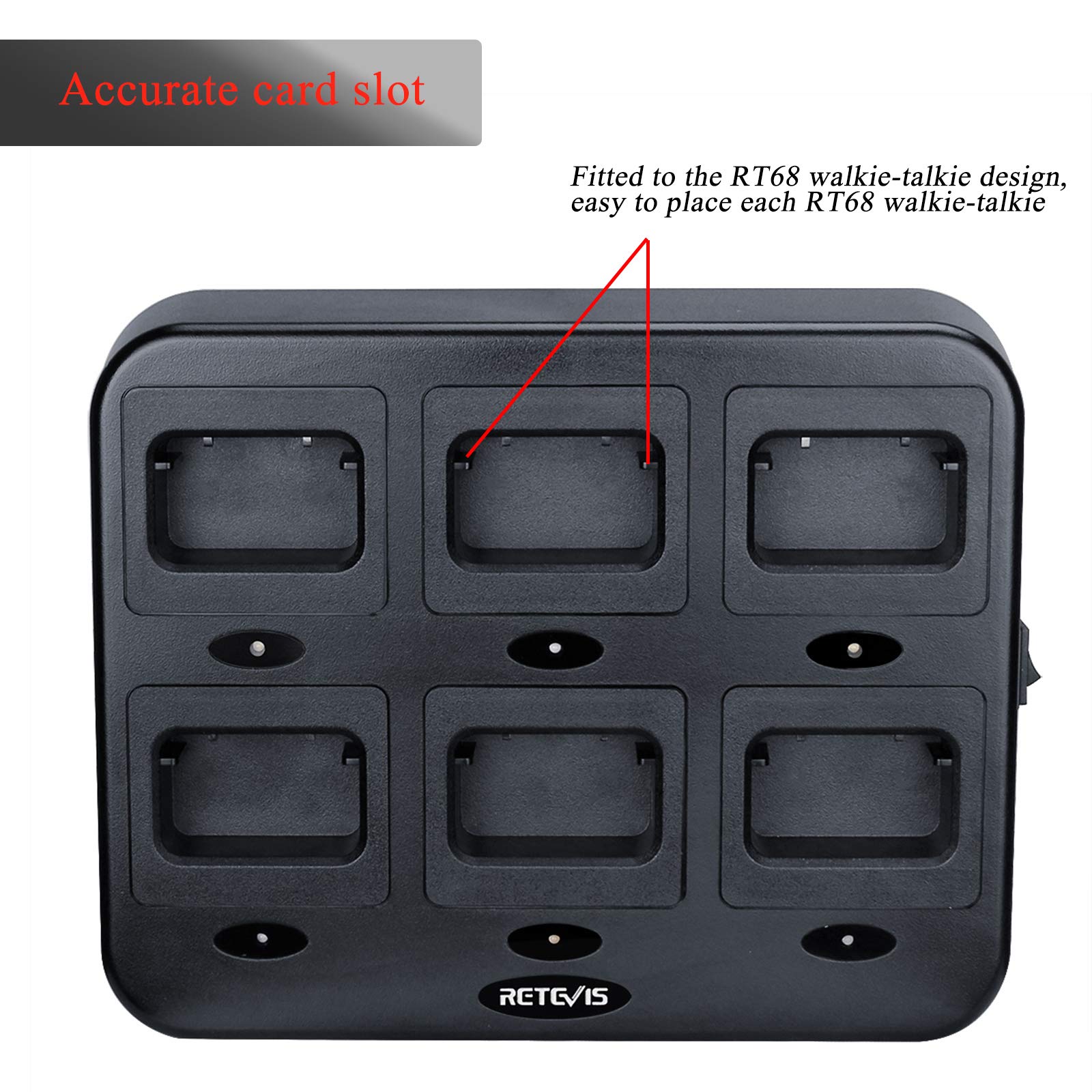 Retevis Rt68 Nr10 Six Way Charger, Multi Unit Rapid Charger For Retevis Rt68 Rt68H Nr10 Walkie Talkie And Battery (1 Pack)