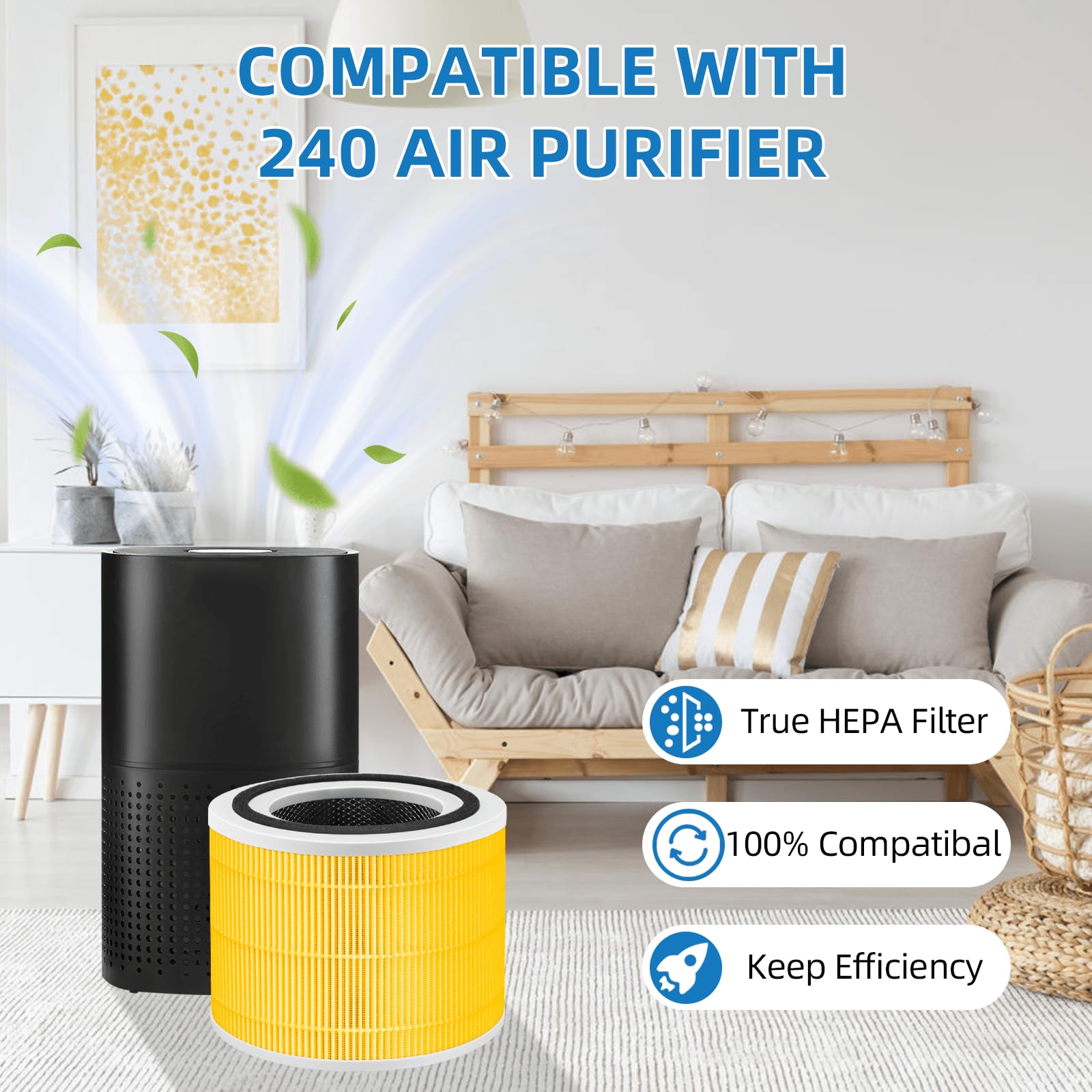 Appliancemates 14 True Hepa Pet Allergy Replacement Filter Compatible With Puro Air 240 Air Purifier, 3 In 1 True Hepa, Grade Tr