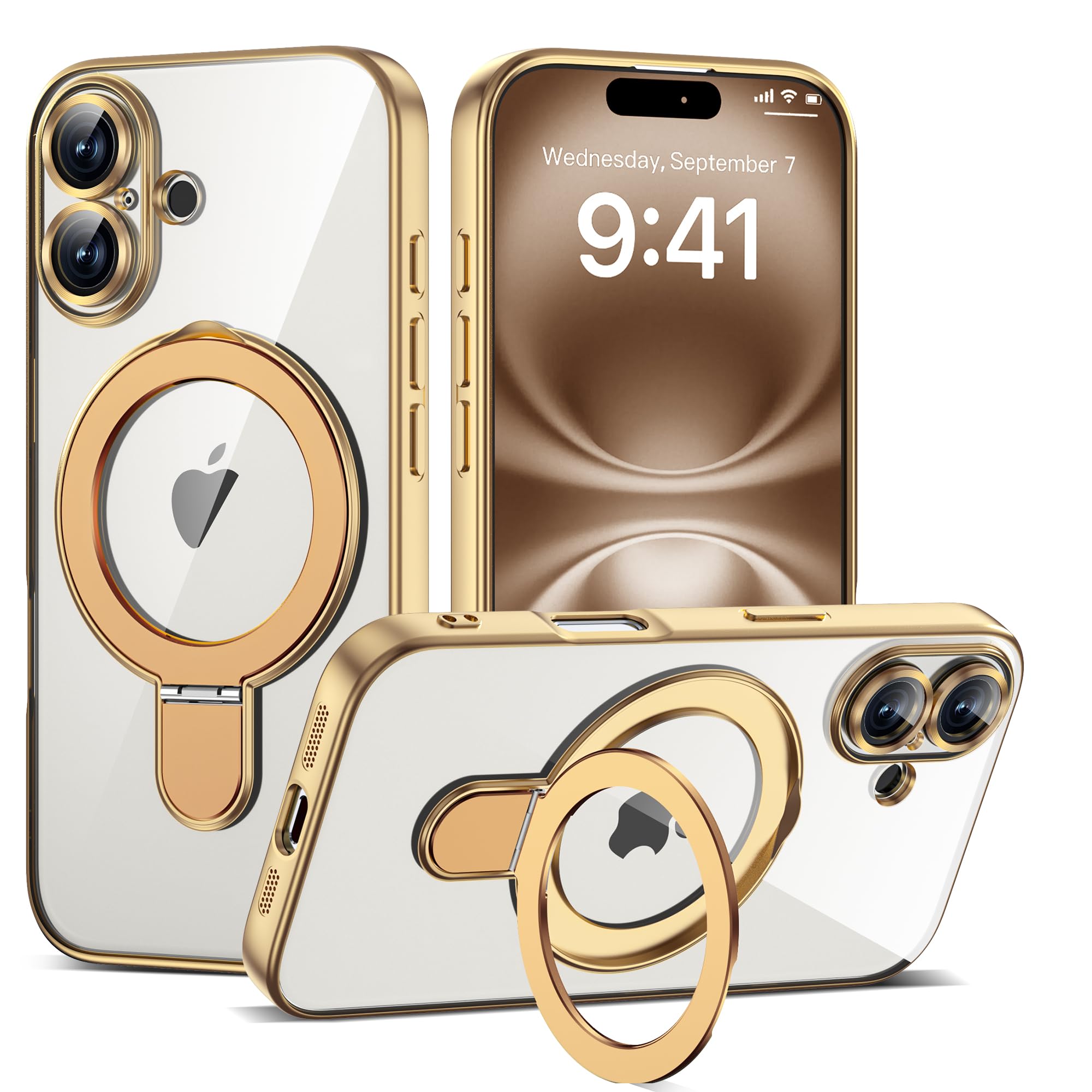 ETPESOK Compatible with iPhone 16 Case with Invisible Magnetic Ring Stand [Compatible with Mag-Safe] [Full Camera Lens Protector