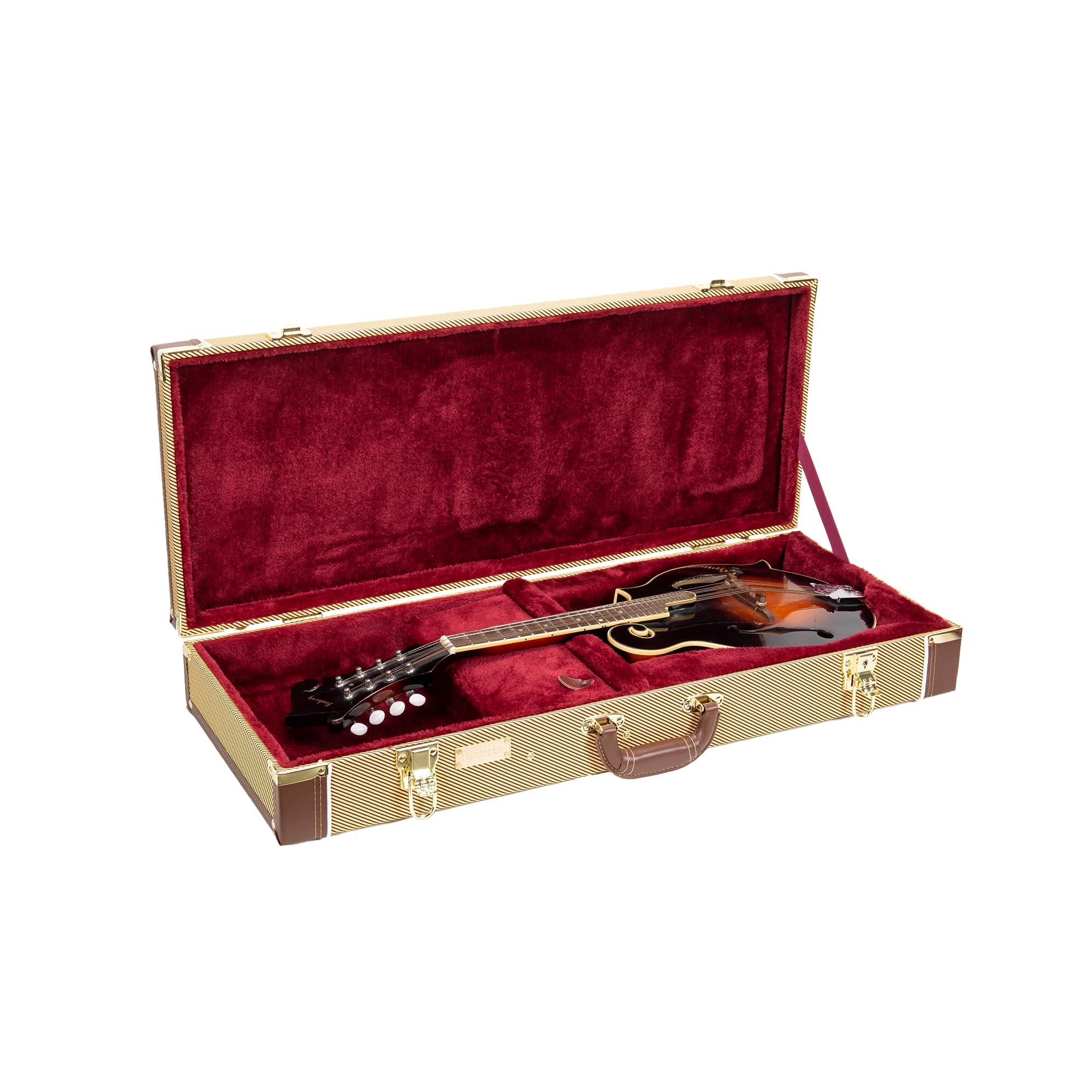 Crossrock Rectangular Wooden Case fits F-Style Mandolin-Vinyl Tweed(CRW620MFTW-R)