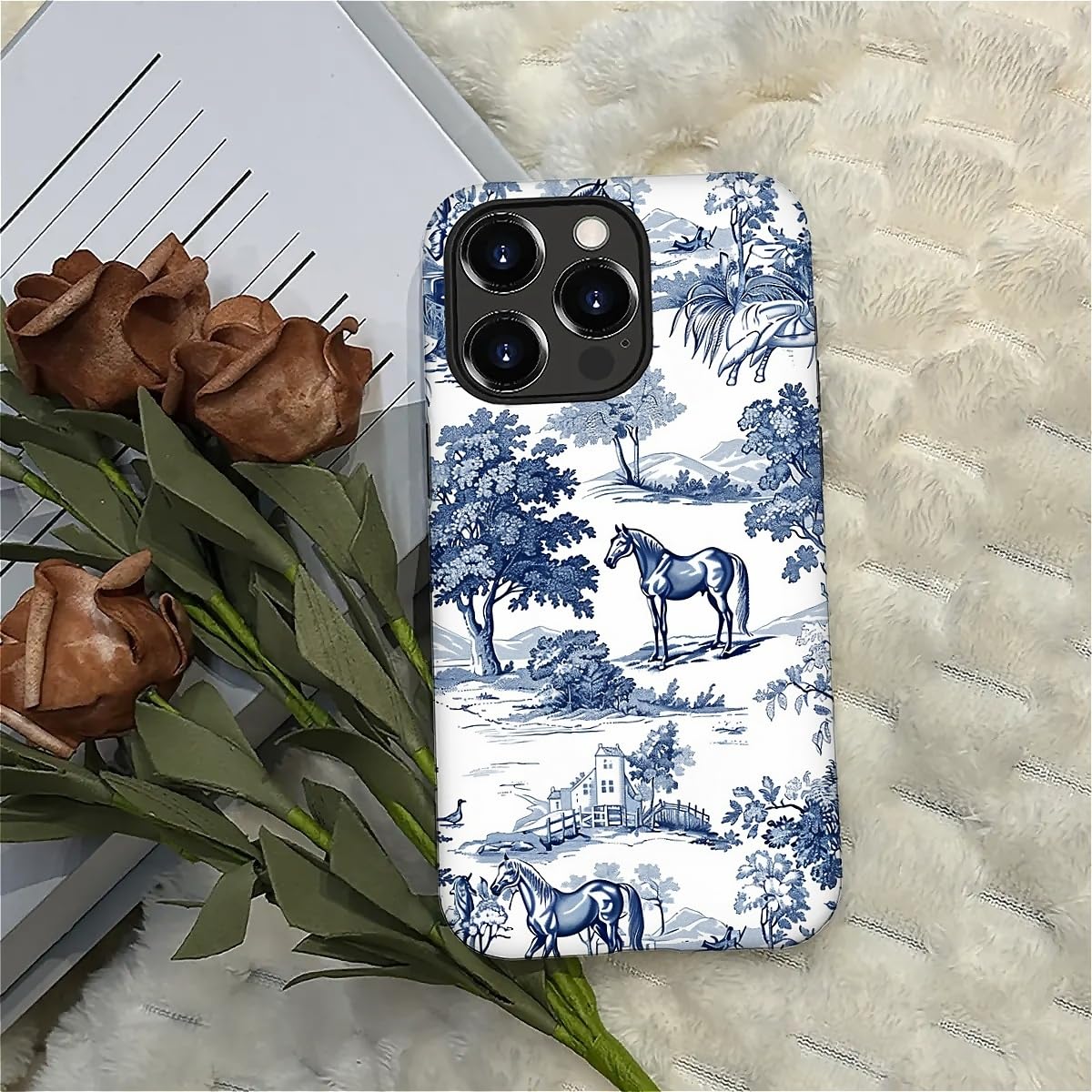 Ilikediy For Iphone 16 Pro Case,Hh2 Wild Desert Horse Manor Hybrid 2 Layer Hard Shell Silicone Protective Pattern Design Case