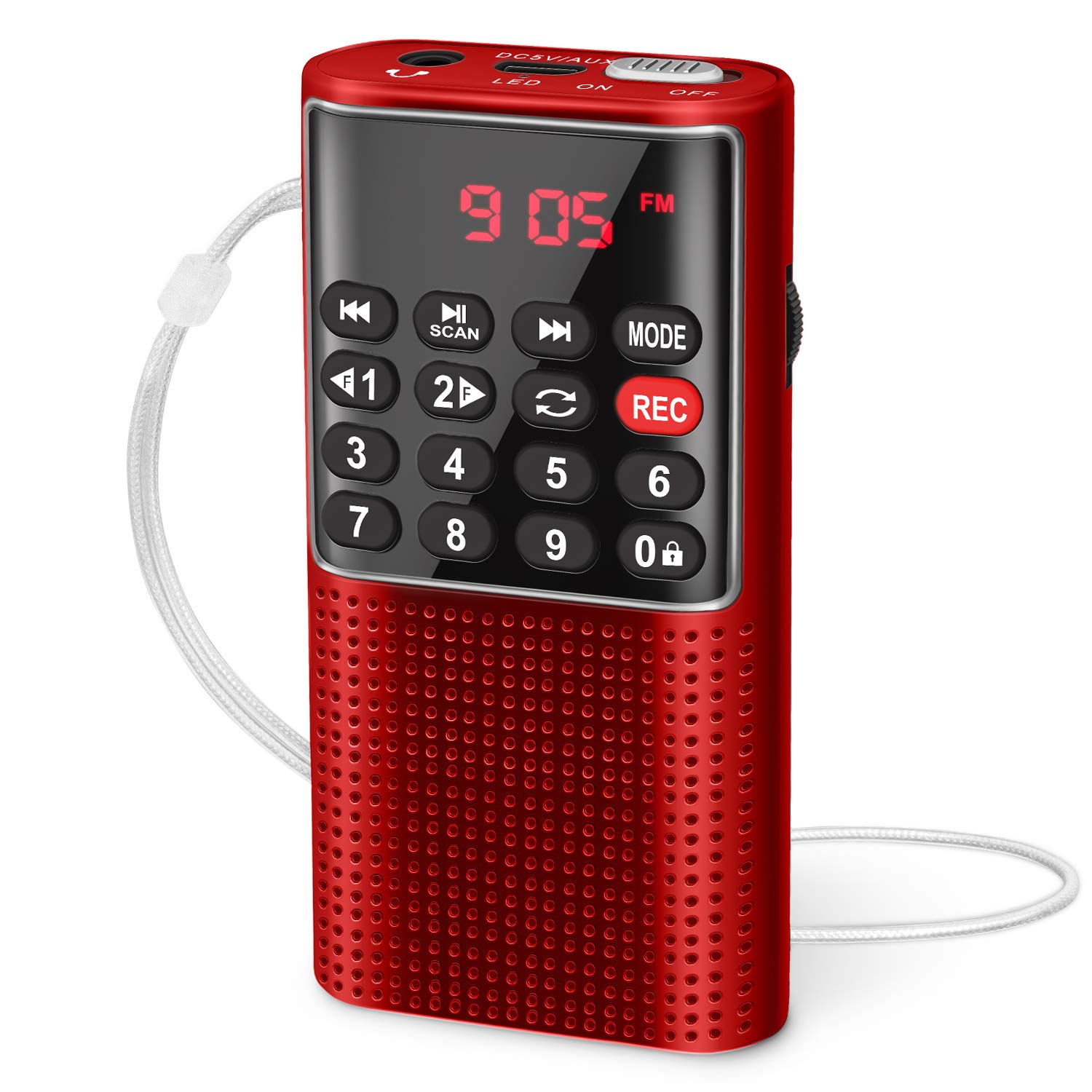 Prunus J 328 Mini Portable Pocket Fm Radio Mp3 Walkman Radio With Recorder, Lock Key, Sd Card Player, Rechargeable Battery Operated(No Am) Red