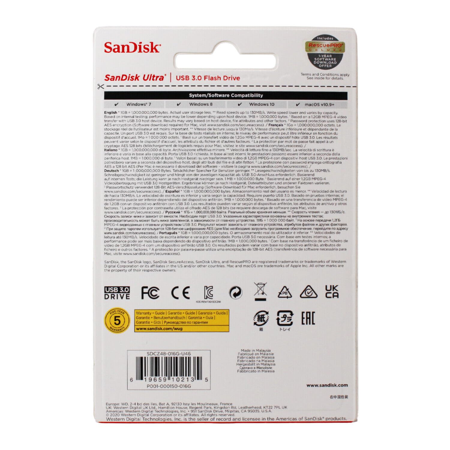 Sandisk - Sdcz48-016G-Uam46 16Gb Ultra Usb 3.0 Flash Drive - Sdcz48-016G-Uam46 Black