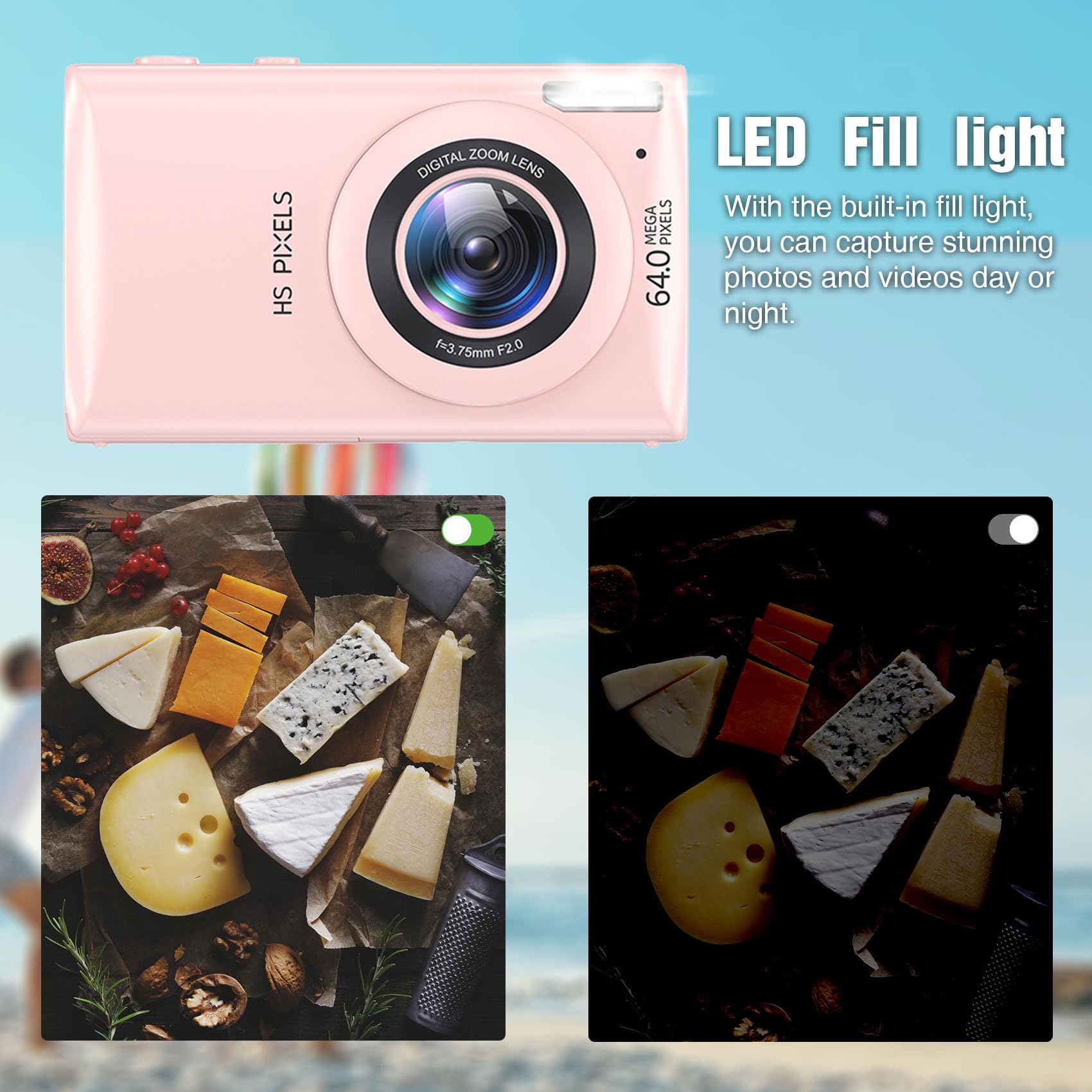 Digital Camera Pink, 4K Vlogging Camera, Vintage Camera, Autofocus 64Mp 18X Digital Zoom Compact Point And Shoot Digital Cameras