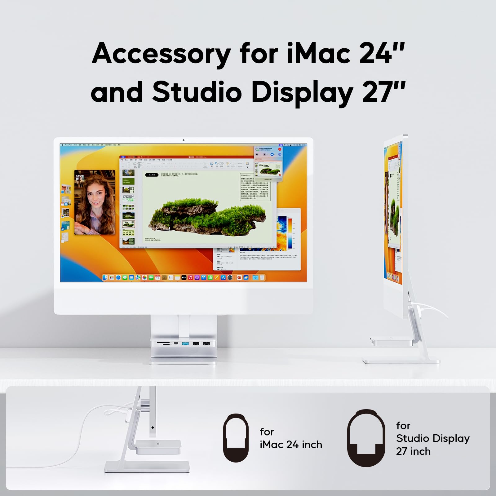 Pulwtop Usb C Hub For Imac   10Gbps, Supports M1/M3/M4, 2 Usb A 2.0, Sd/Tf Card Reader For 24 Inch Imac & Studio Display