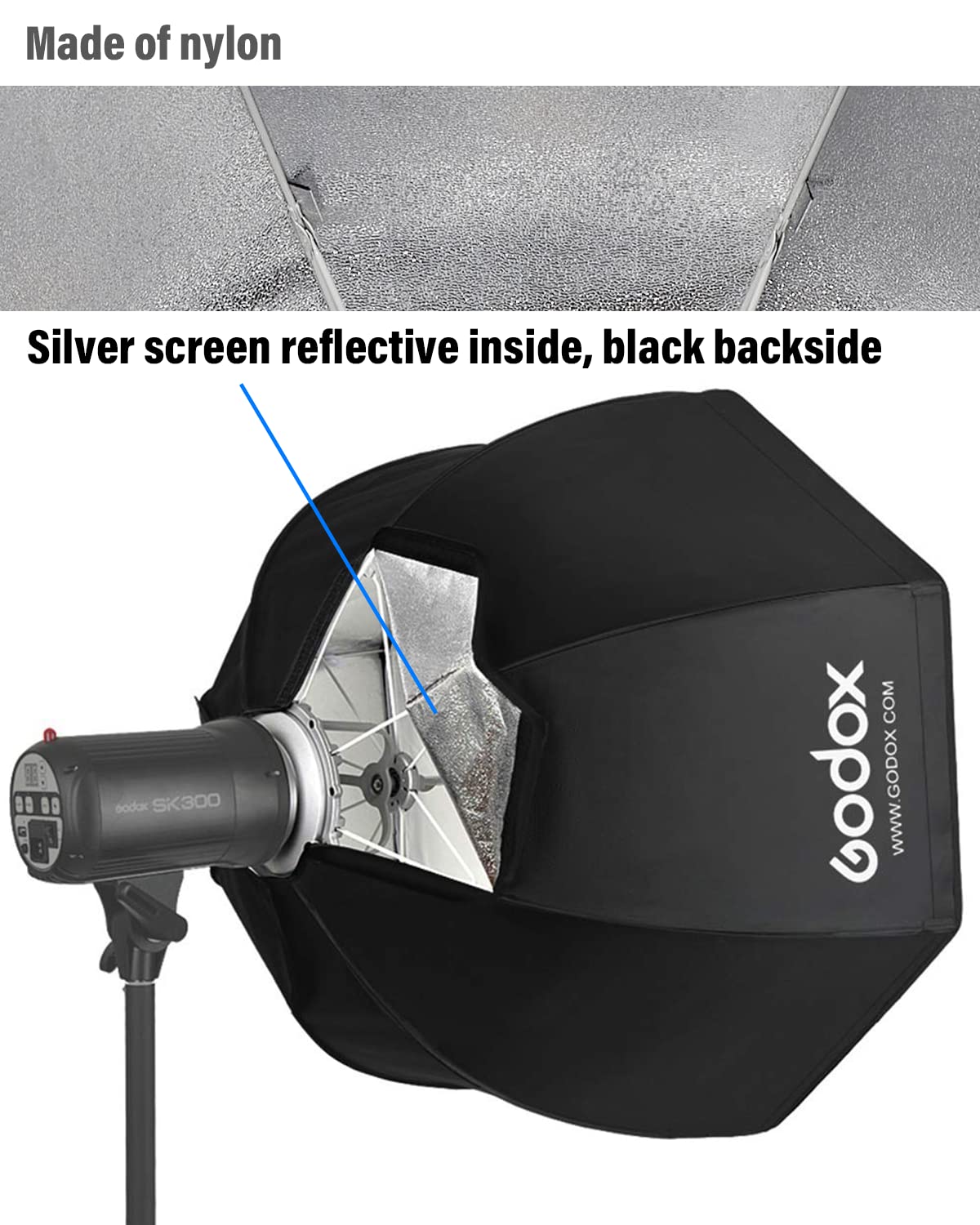 Godox Sb Ue 37''/95Cm Octagon Softbox Kit, Octa Foldable Umbrella Softbox, Portable Octabox With Bowens Mount Speedring And Carr