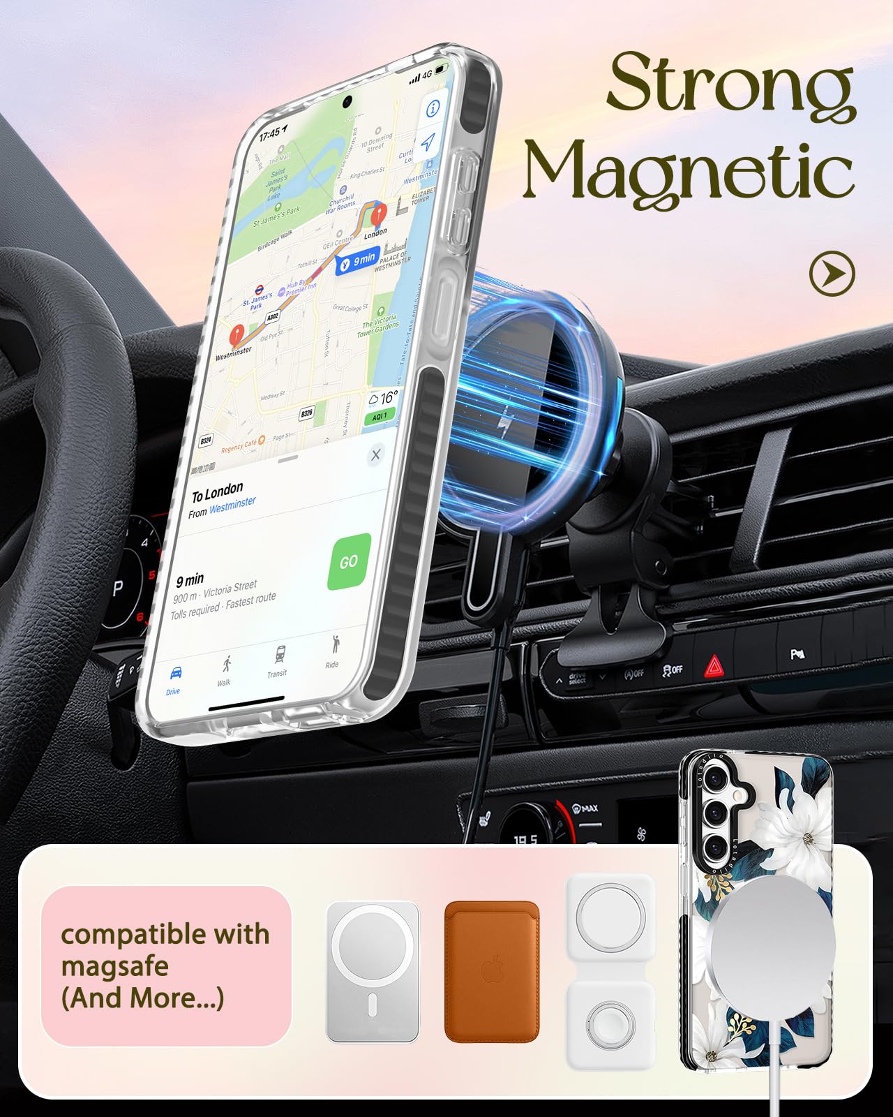 Lotadilo Cute Case For Samsung Galaxy S24 Fe For Women Girls - Funny Blue Flower Design Compatible With Magsafe Magnetic Ring Ho