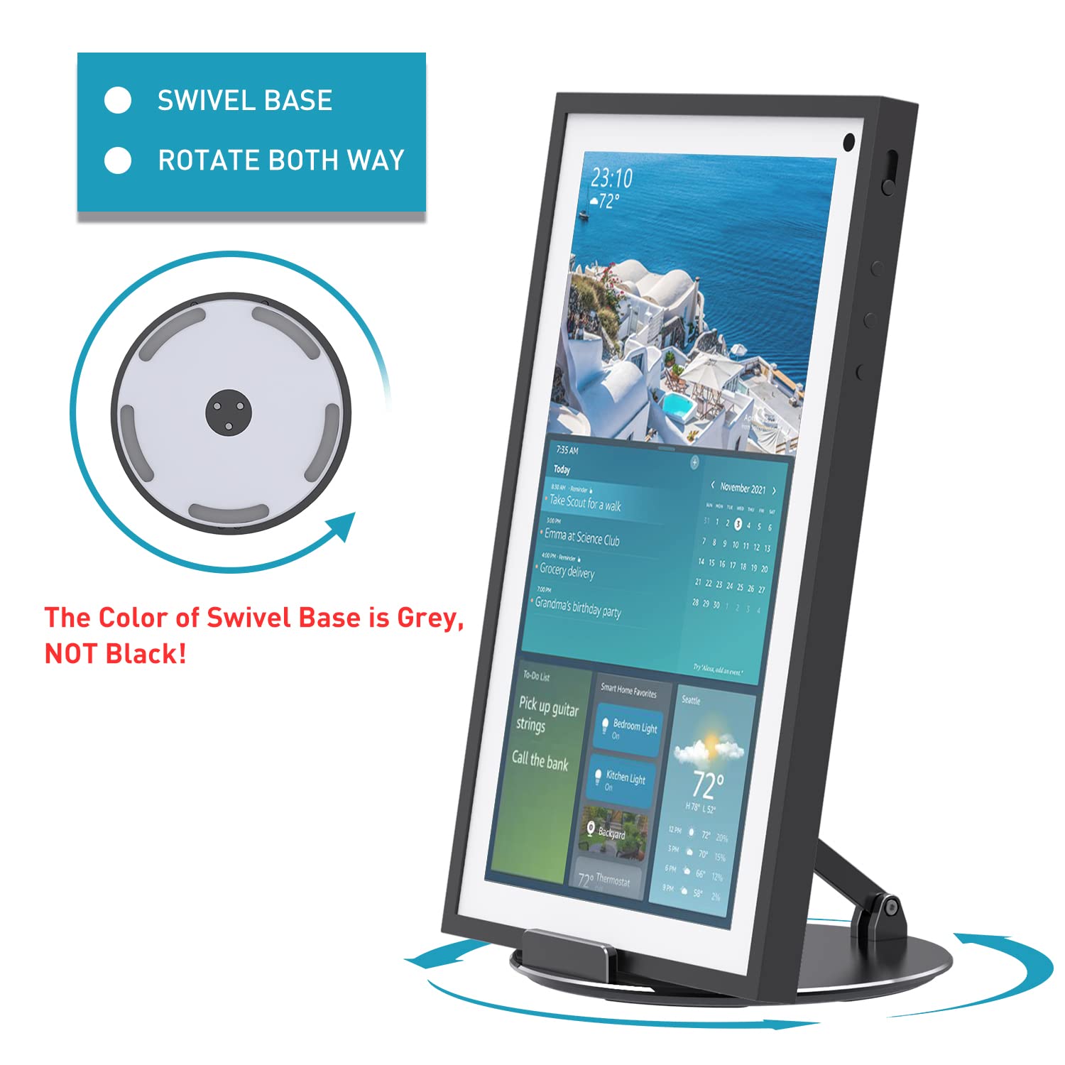 Letlar Tilt And Swivel Stand For Echo Show 15, Make Of Aluminum Alloy, Rotatable And Foldable, Echo Show 15 Mount Suitable For 8