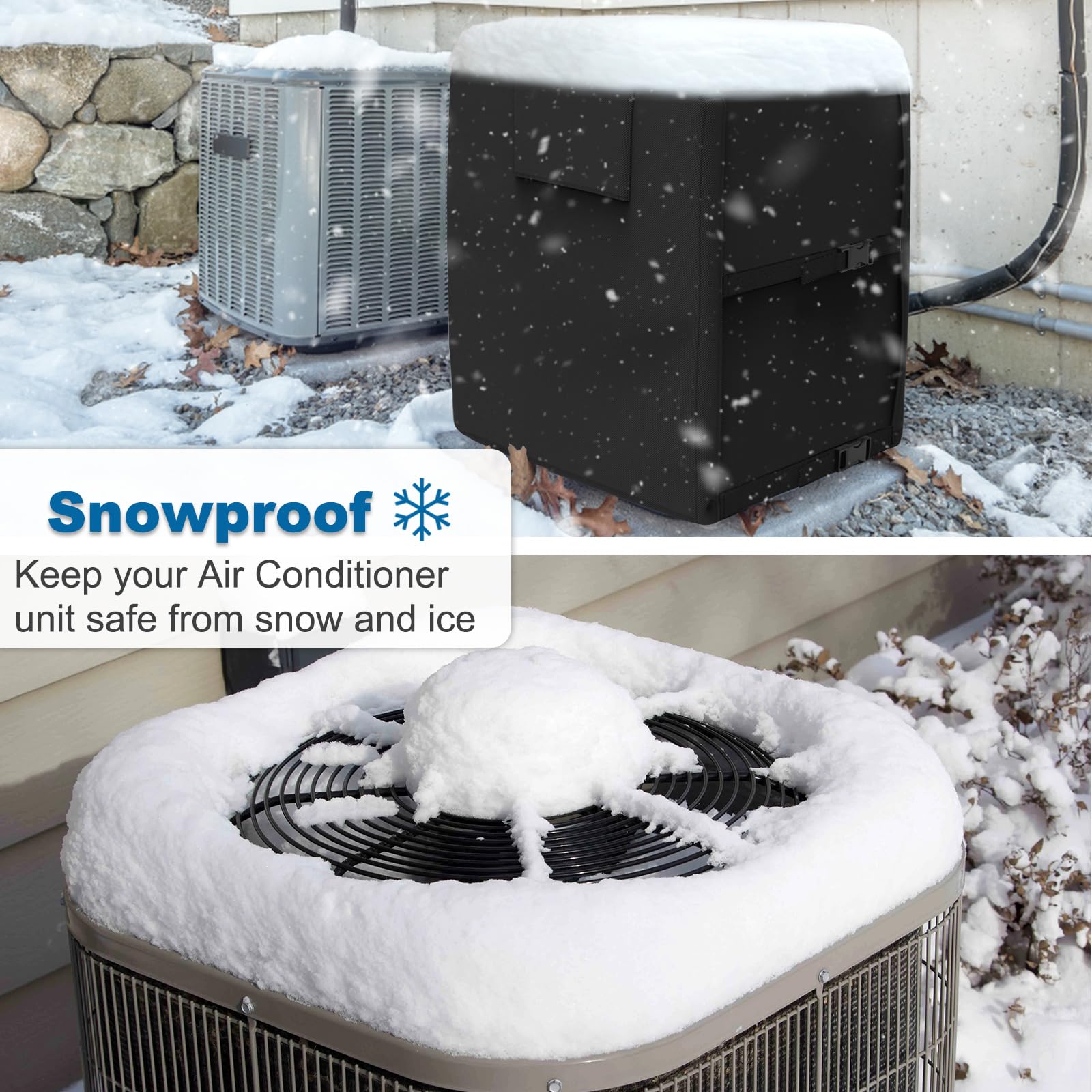 Akefit Air Conditioner Cover For Outside, Heavy Duty Waterproof Ac Defender With Durable Oxford Fabric, Veranda Ac Protector (Bl