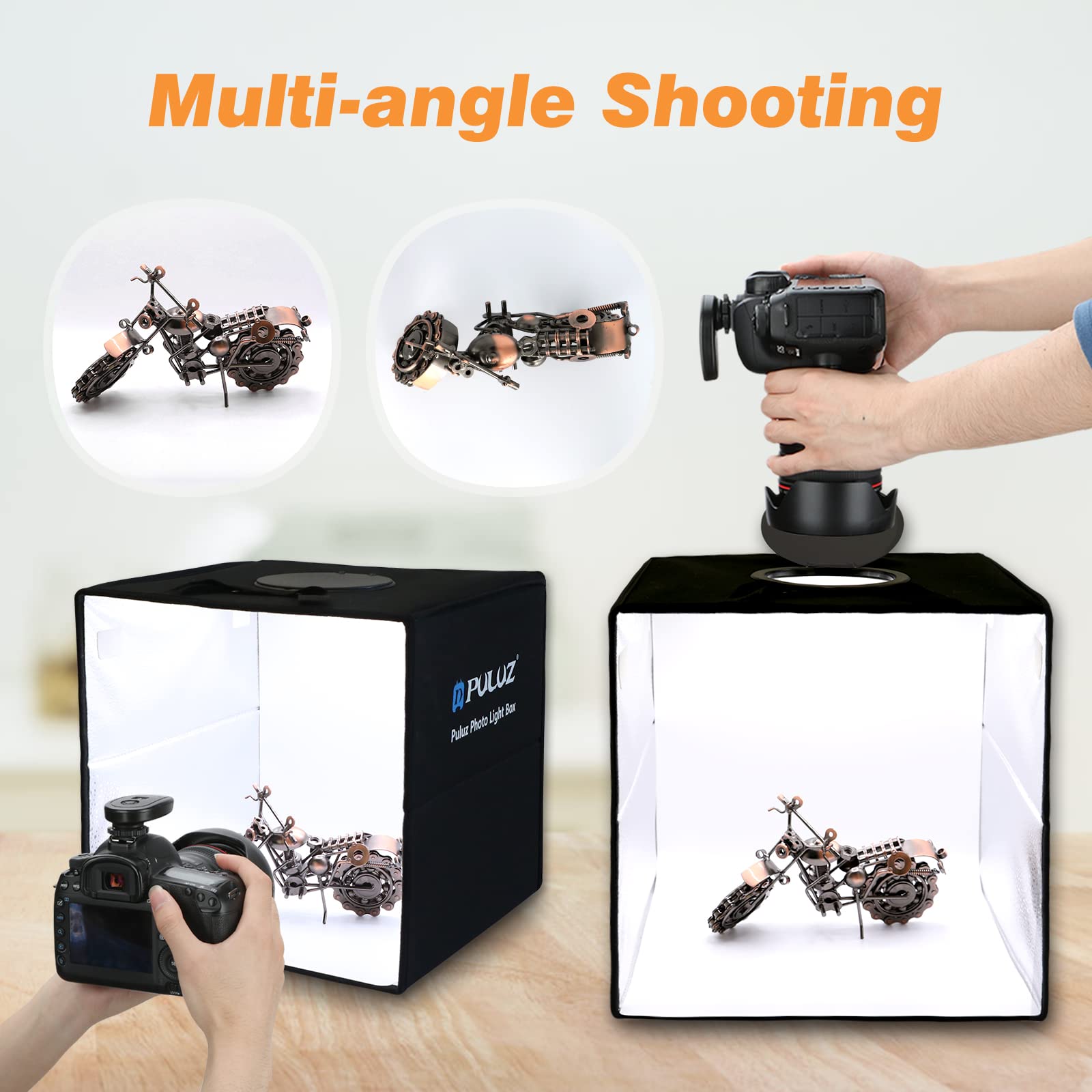 Photo Studio Box, Puluz Mini Folding Lightbox Led Ring Light Portable Photo Studio Photography Shooting Tent Box Kit 6 Colors Ba