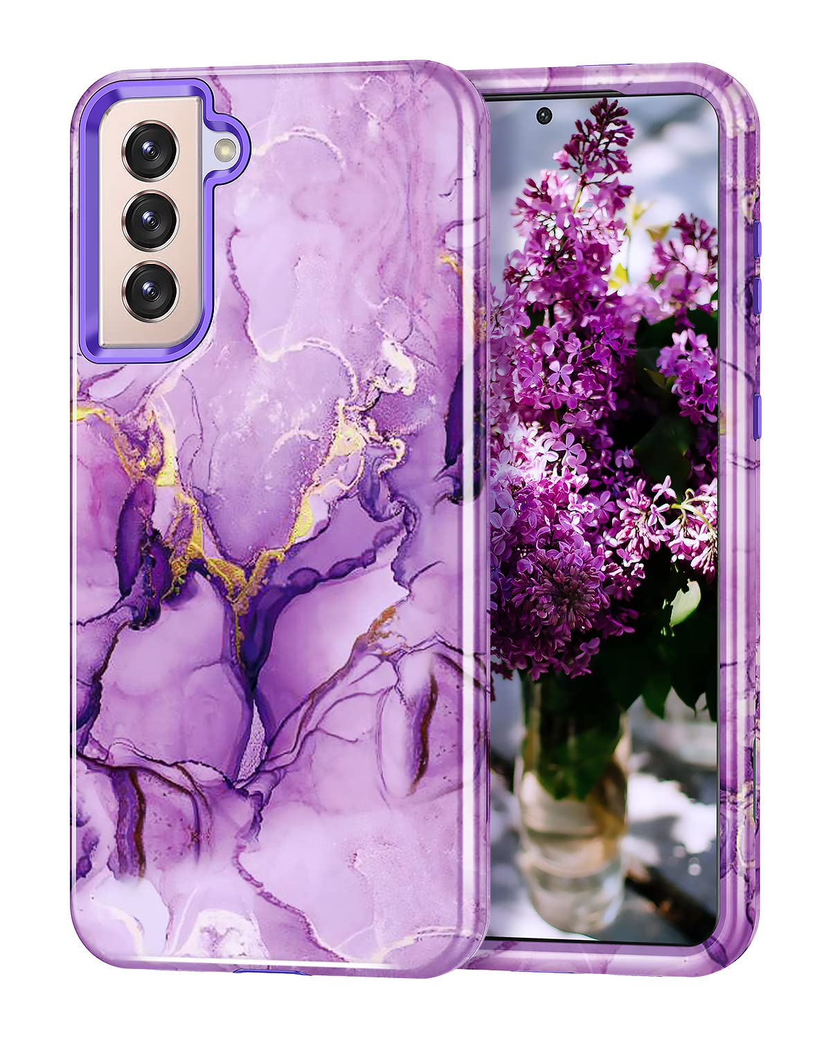 Lamcase For Galaxy S21 5G Case, Heavy Duty Shockproof Hybrid Hard Pc Soft Tpu Bumper Three Layer Drop Protection Anti Fall Cover