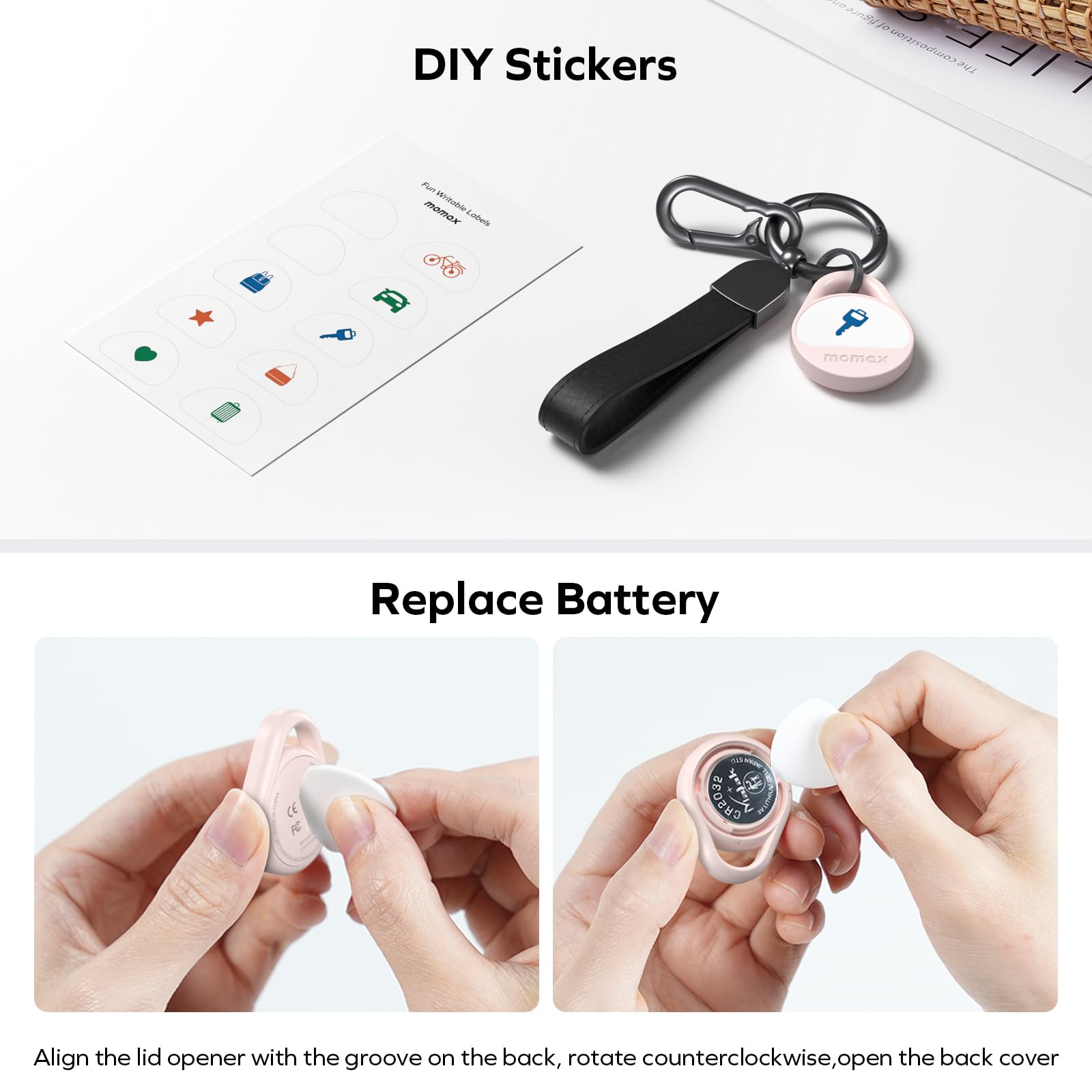 MOMAX BR10 Smart Tag Key Finder Apple Find My Tracker Pink