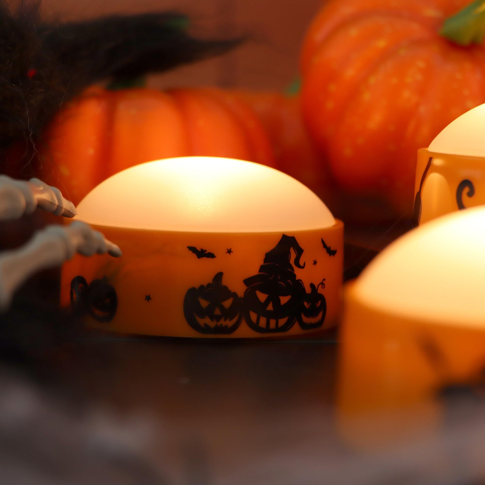 Candle Choice Halloween Led Pumpkin Lights With Remote Timer Bright Flickering Battery Operated Jack O Lantern Electric Flameles